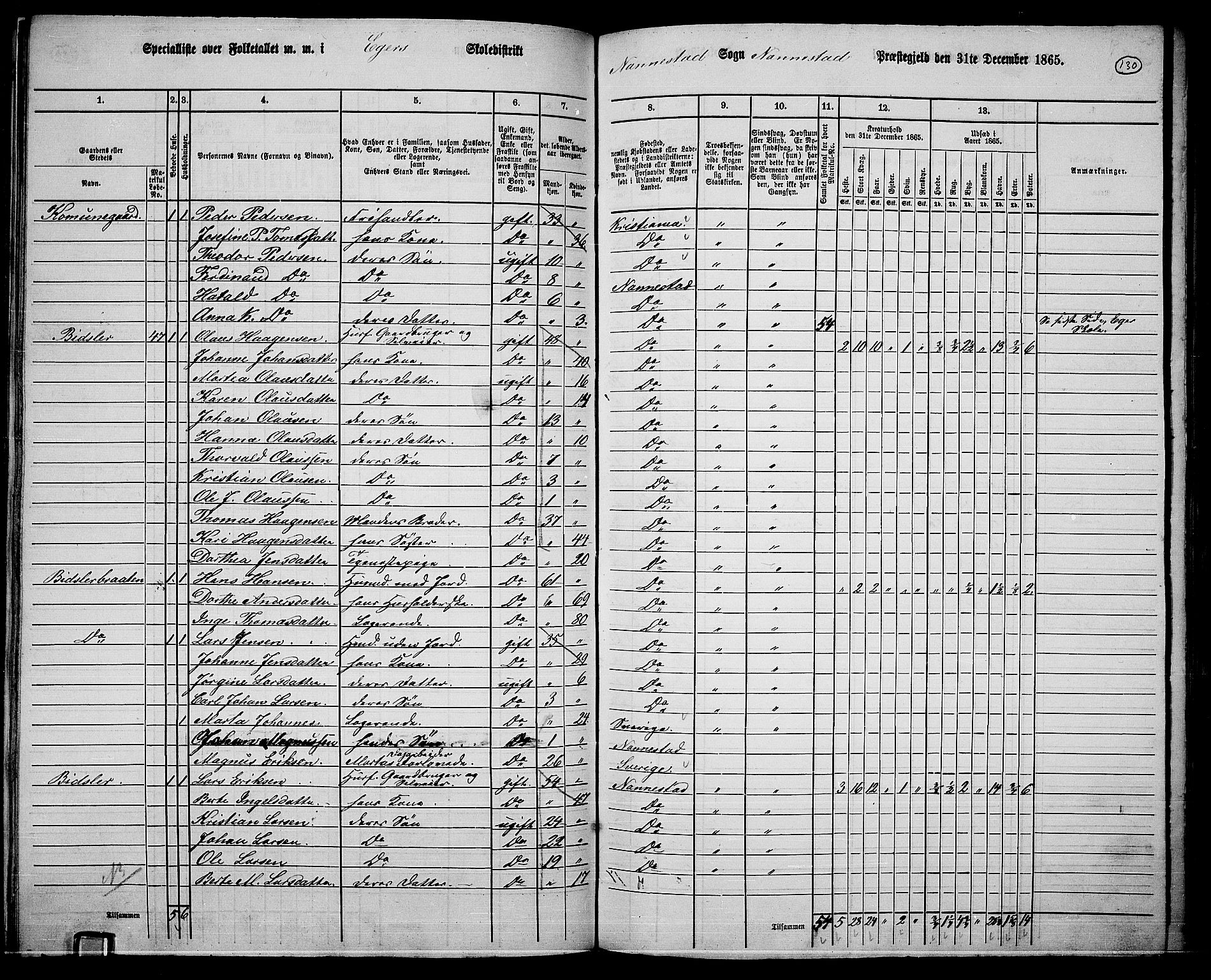 RA, 1865 census for Nannestad, 1865, p. 16