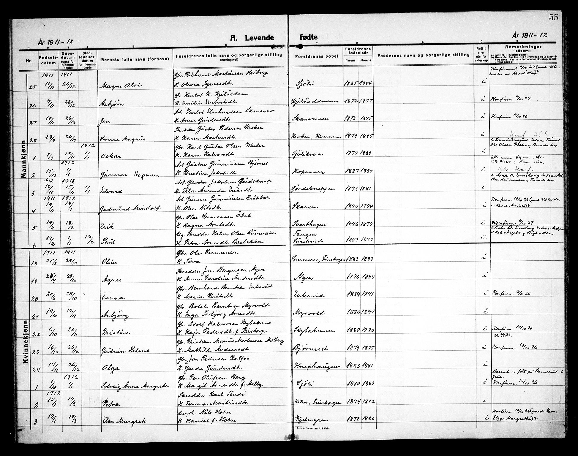 Åsnes prestekontor, SAH/PREST-042/H/Ha/Haa/L0000D: Parish register (official) no. 0B, 1890-1929, p. 55