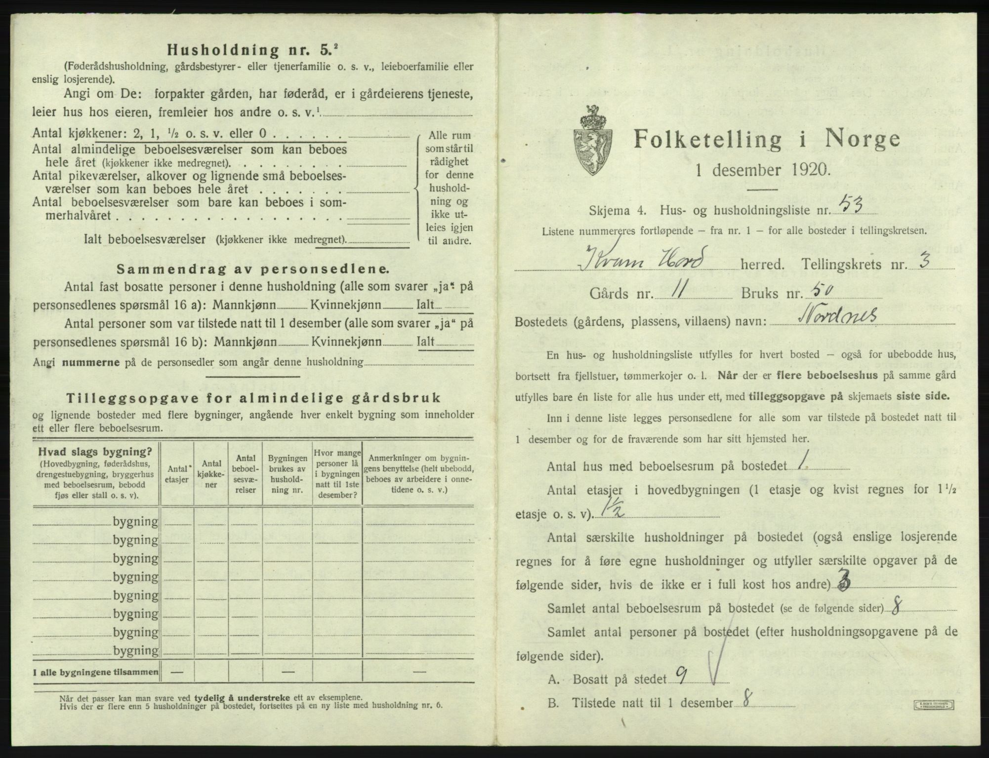 SAB, 1920 census for Kvam, 1920, p. 298