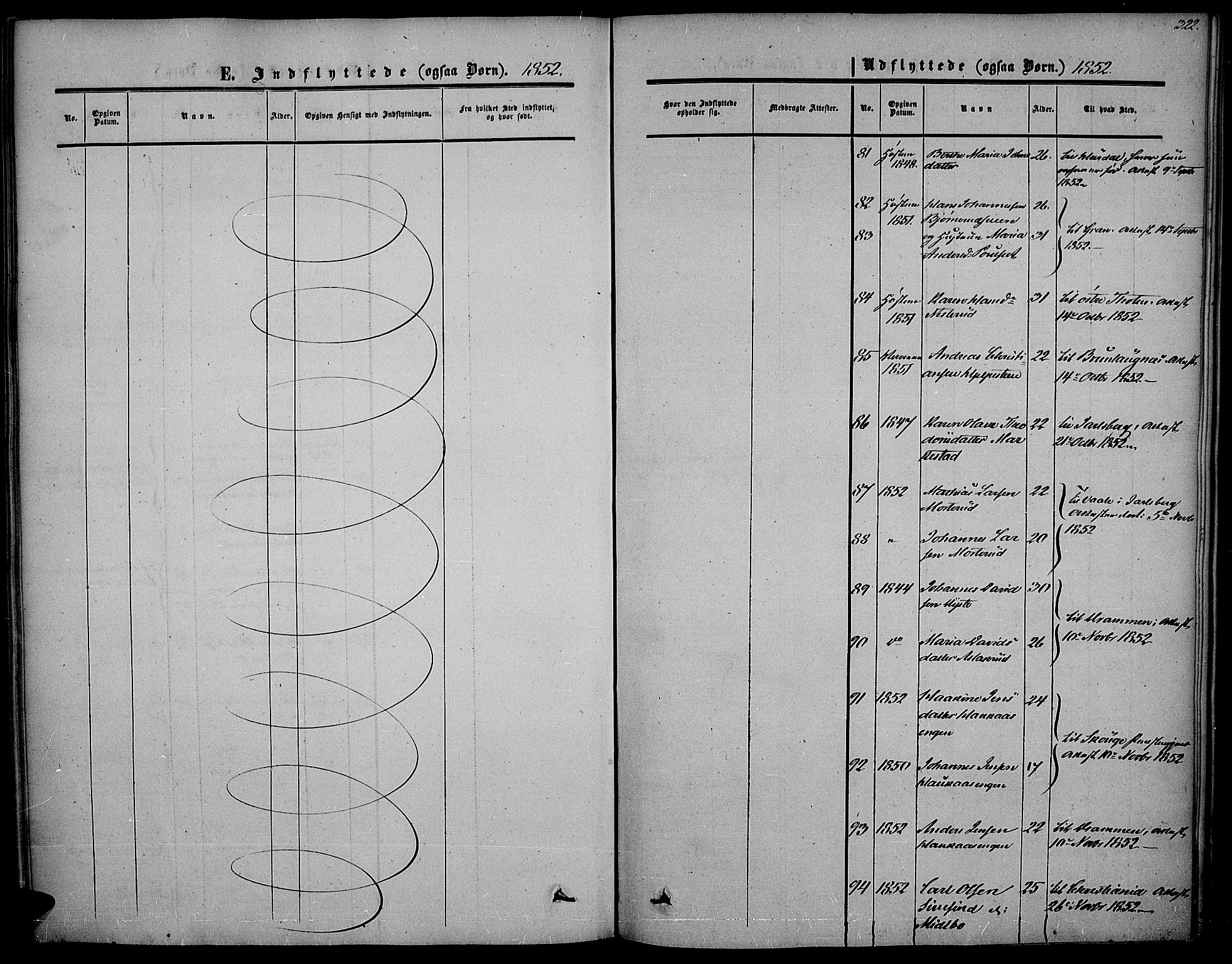 Vestre Toten prestekontor, AV/SAH-PREST-108/H/Ha/Haa/L0005: Parish register (official) no. 5, 1850-1855, p. 322