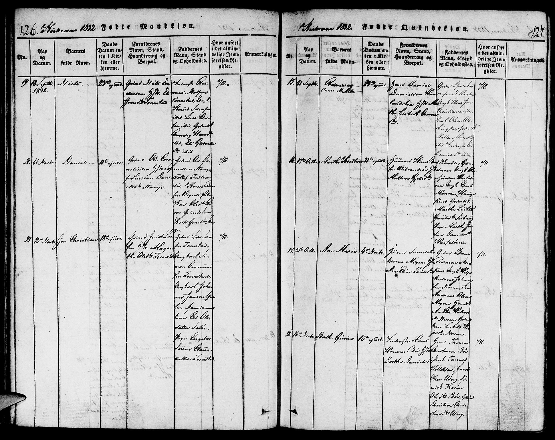 Torvastad sokneprestkontor, AV/SAST-A -101857/H/Ha/Haa/L0004: Parish register (official) no. A 3 /1, 1817-1836, p. 126-127