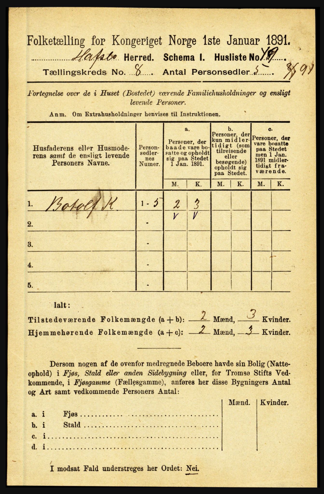 RA, 1891 census for 1425 Hafslo, 1891, p. 3175
