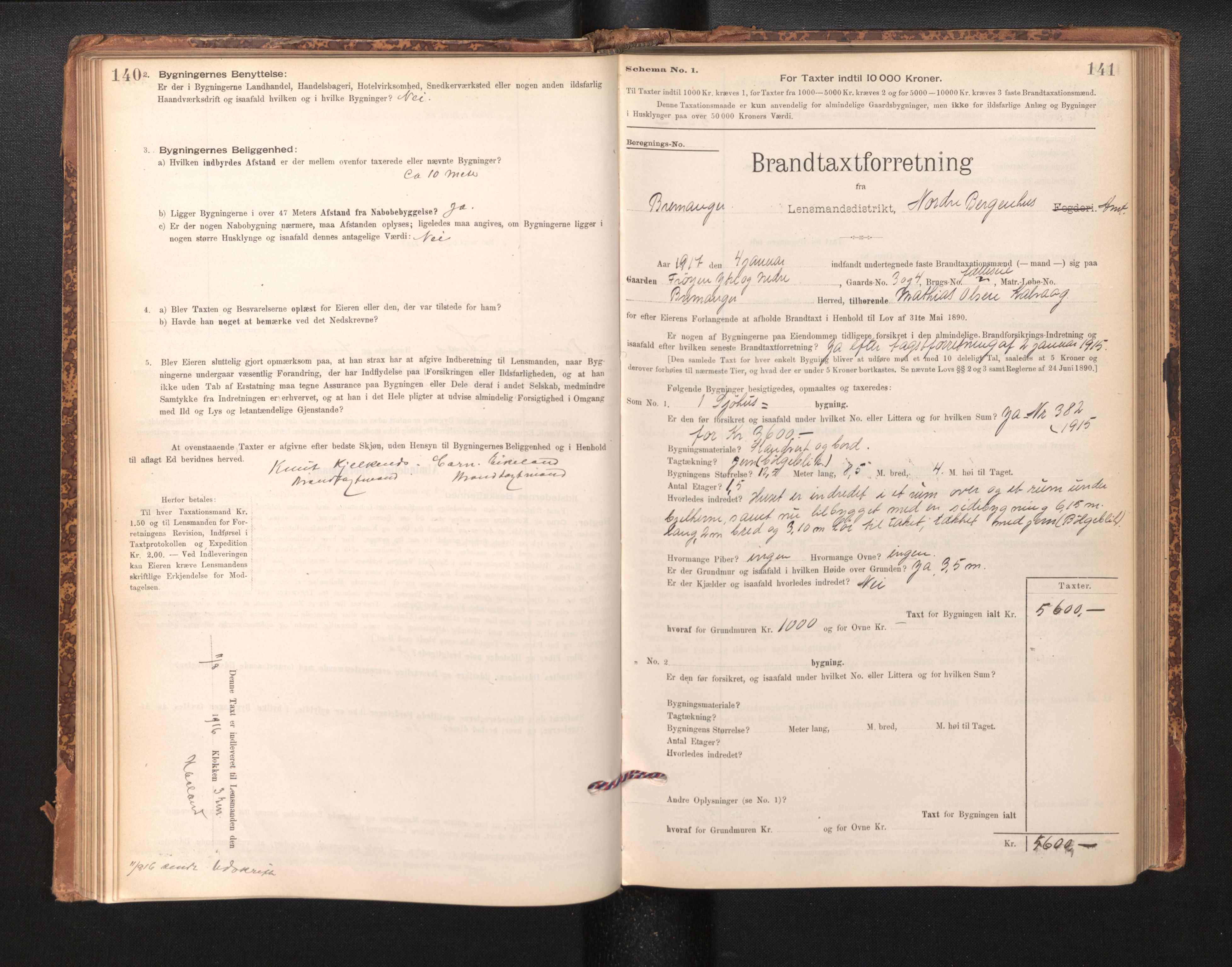 Lensmannen i Bremanger, SAB/A-26701/0012/L0007: Branntakstprotokoll, skjematakst, 1895-1936, p. 140-141