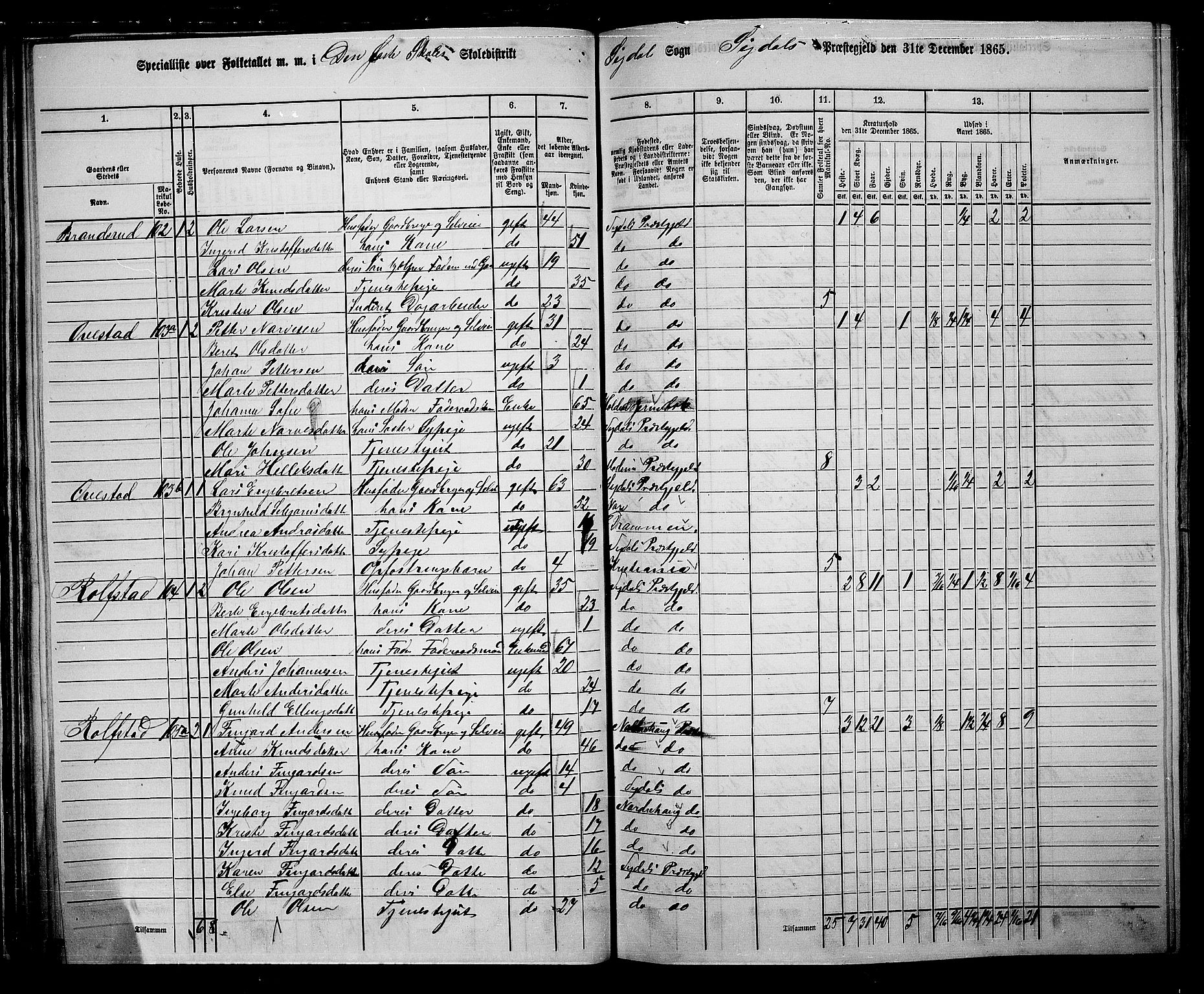 RA, 1865 census for Sigdal, 1865, p. 76