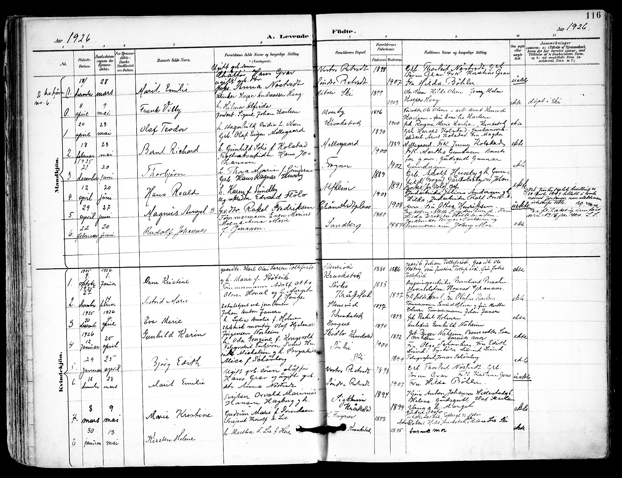 Kråkstad prestekontor Kirkebøker, SAO/A-10125a/F/Fa/L0010: Parish register (official) no. I 10, 1893-1931, p. 116