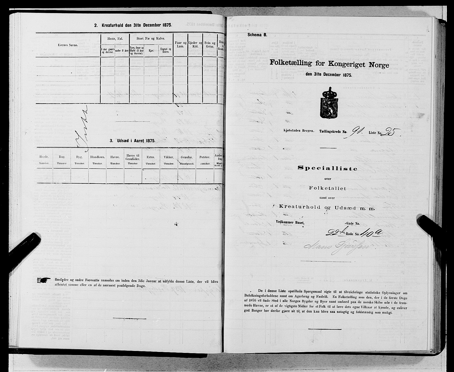 SAB, 1875 census for 1301 Bergen, 1875, p. 4940