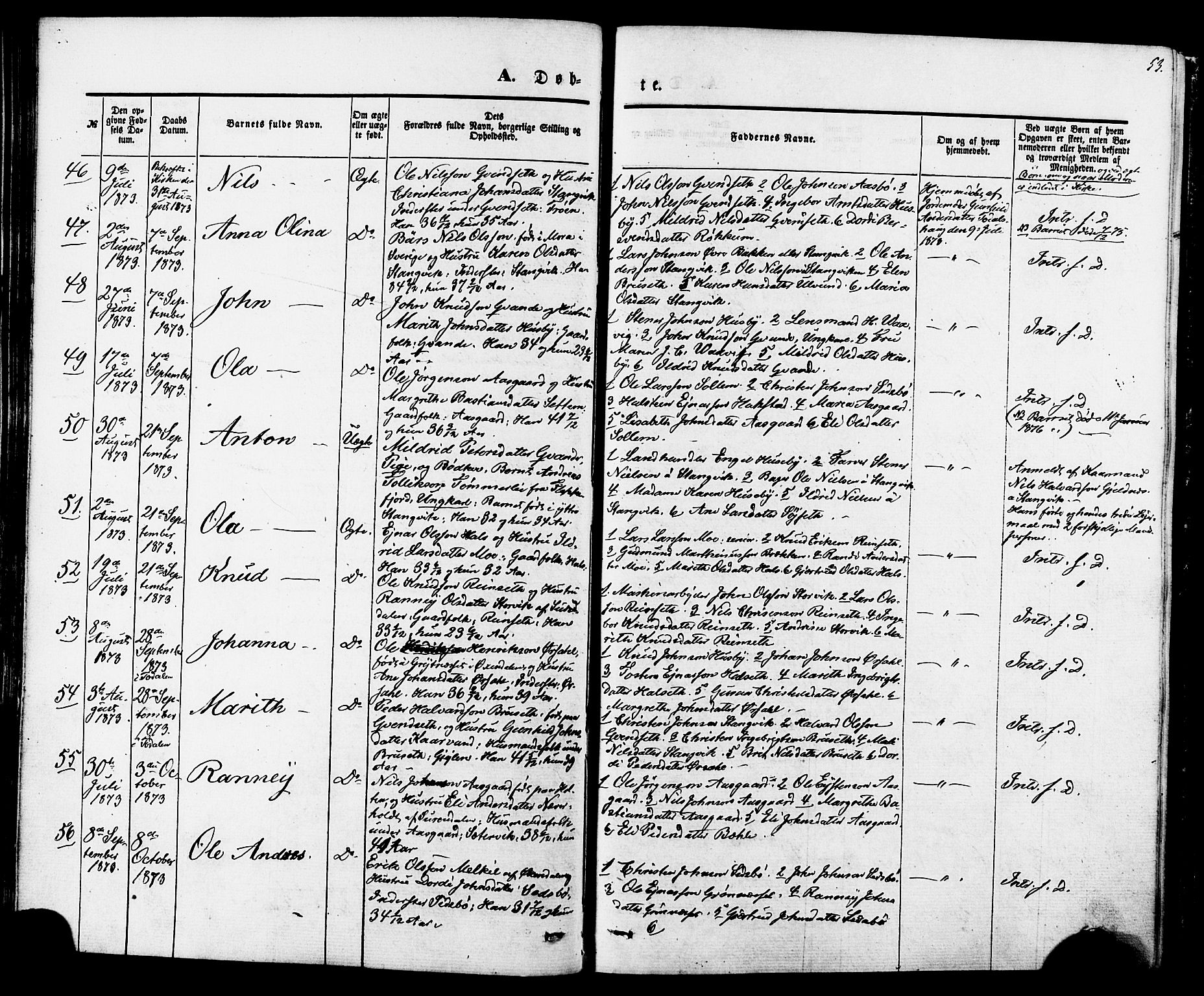 Ministerialprotokoller, klokkerbøker og fødselsregistre - Møre og Romsdal, SAT/A-1454/592/L1027: Parish register (official) no. 592A05, 1865-1878, p. 53