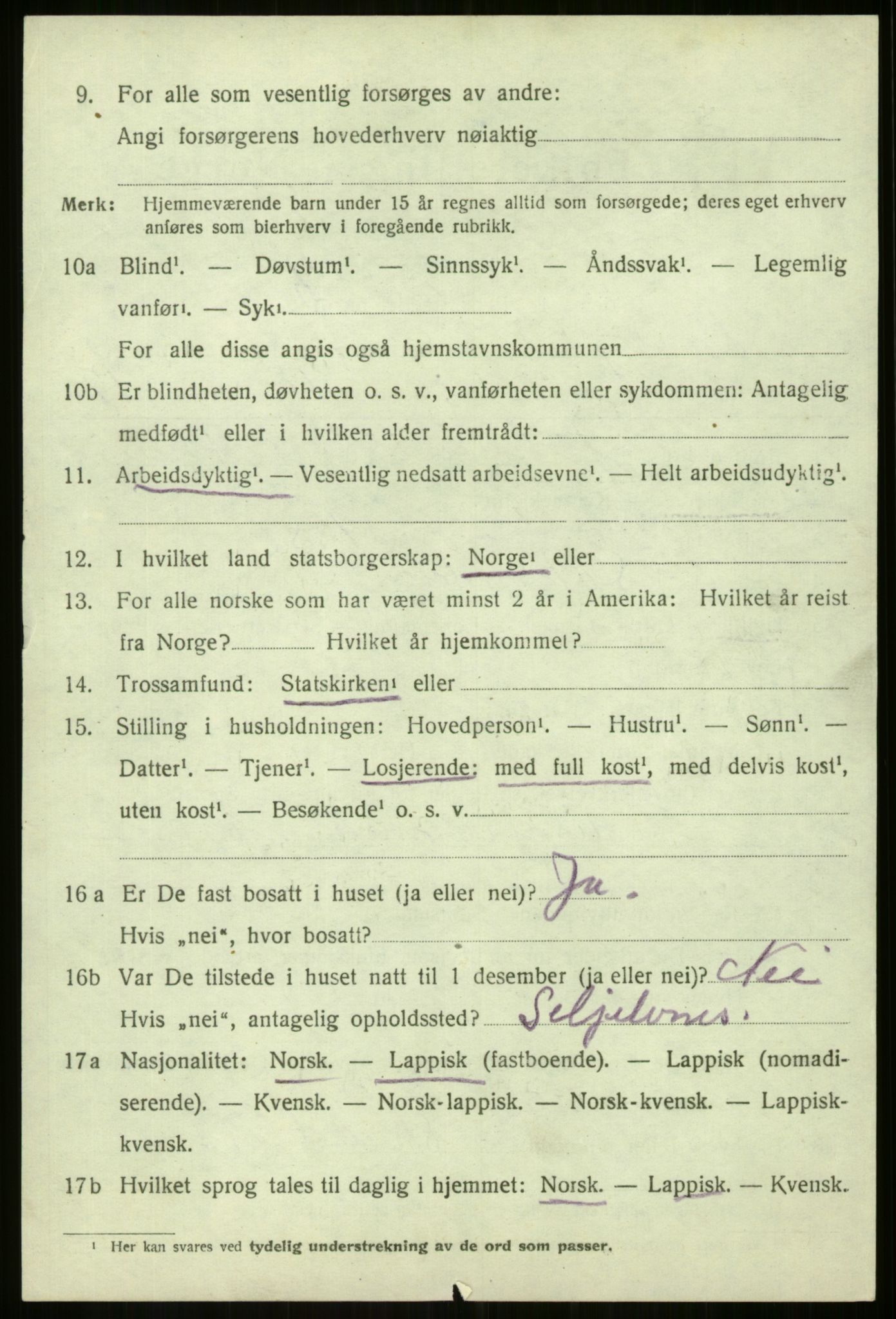 SATØ, 1920 census for Balsfjord, 1920, p. 2119