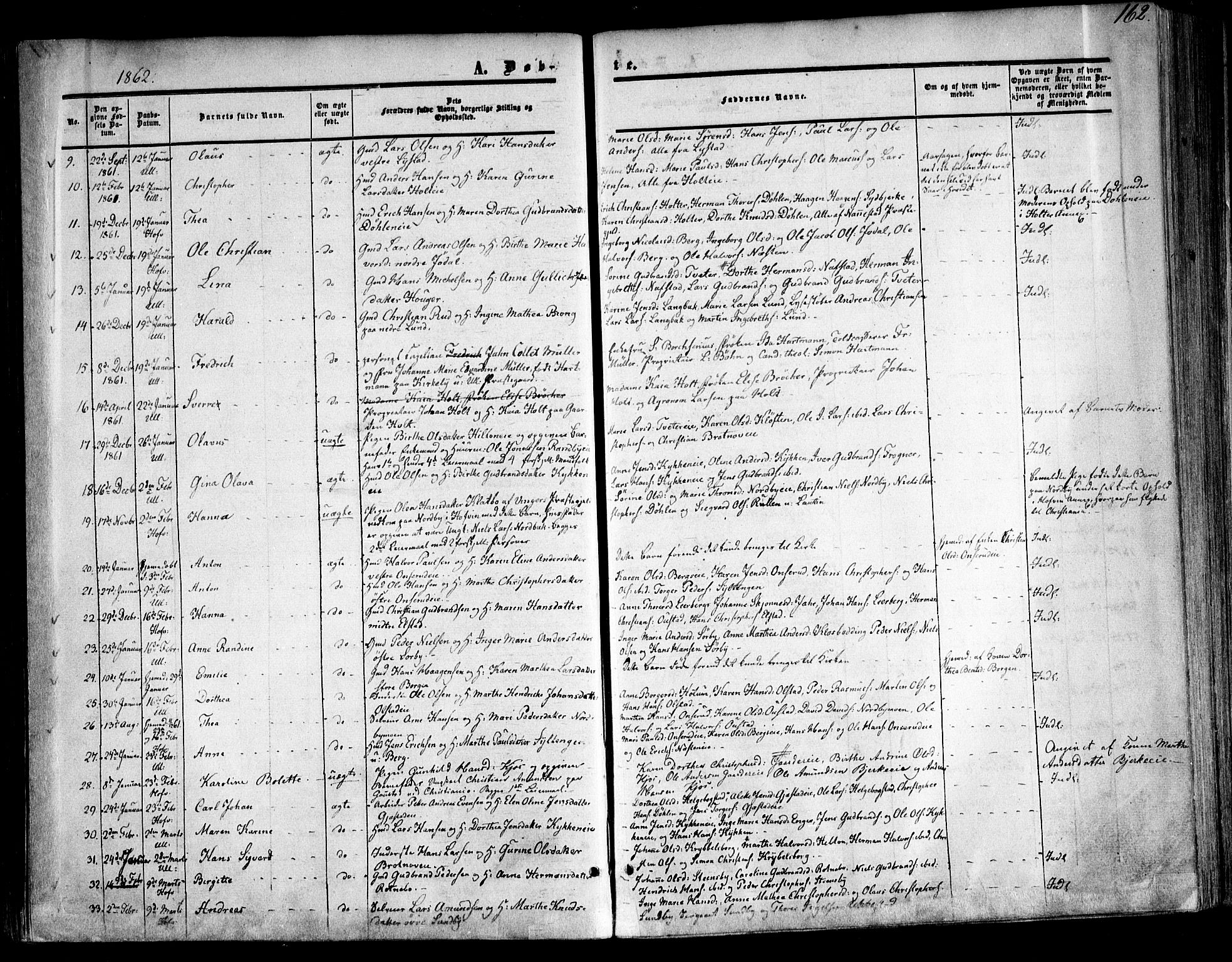 Ullensaker prestekontor Kirkebøker, SAO/A-10236a/F/Fa/L0015.a: Parish register (official) no. I 15A, 1851-1862, p. 162