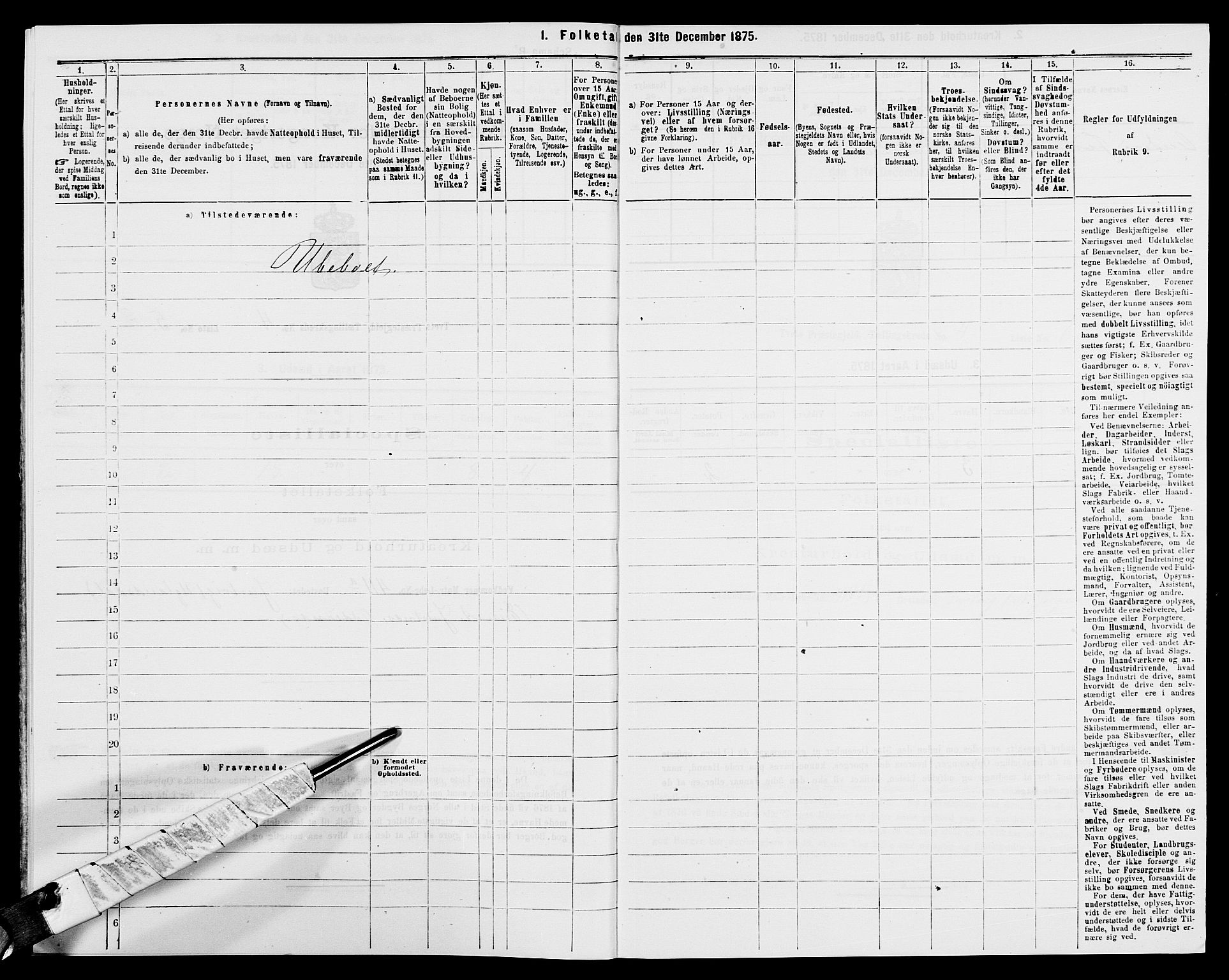 SAK, 1875 census for 1013P Tveit, 1875, p. 512