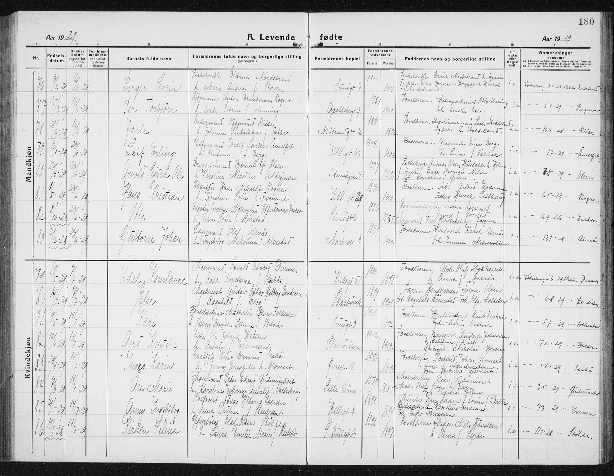 Ministerialprotokoller, klokkerbøker og fødselsregistre - Møre og Romsdal, AV/SAT-A-1454/529/L0475: Parish register (copy) no. 529C12, 1921-1934, p. 180