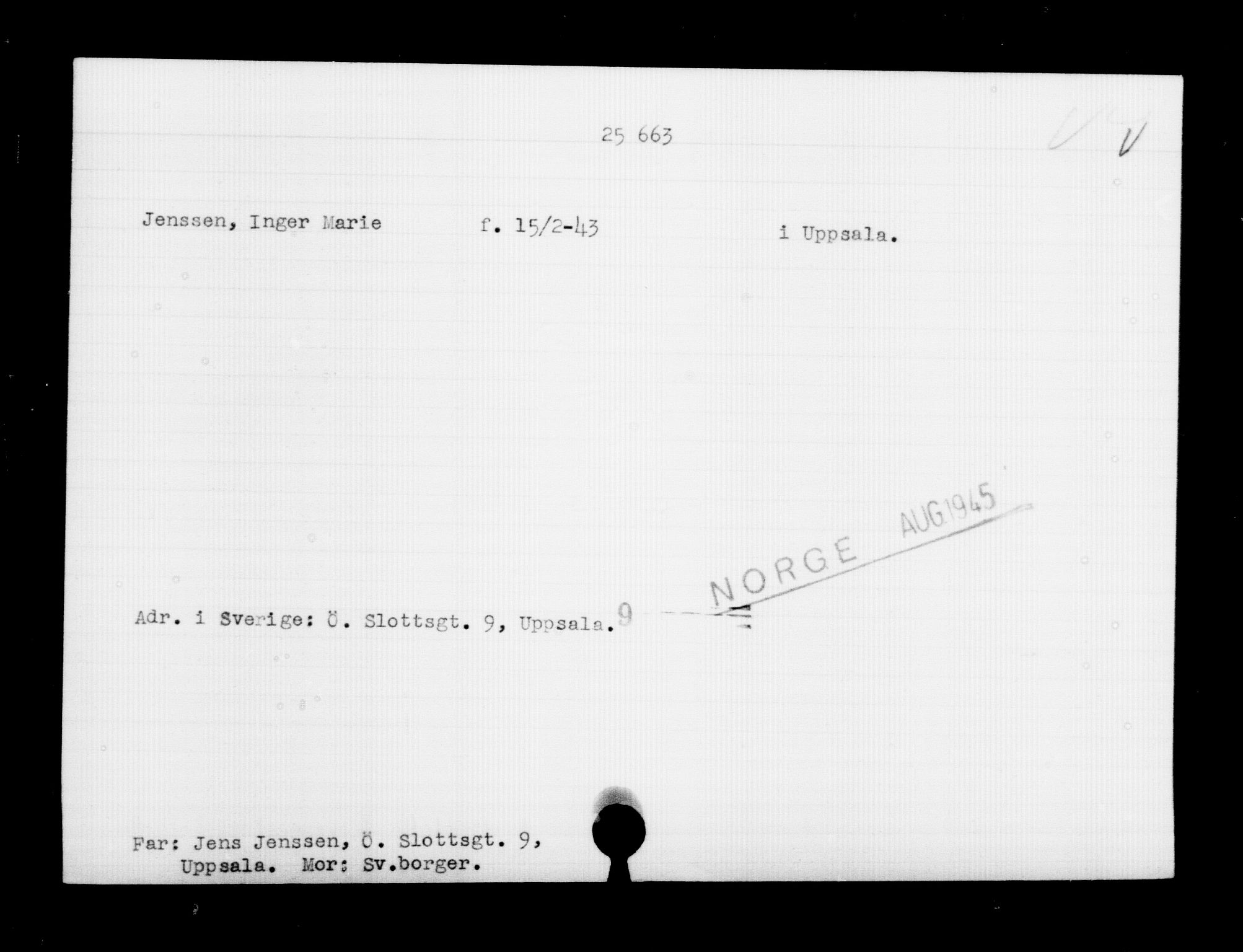 Utenriksstasjonene, Legasjonen i Stockholm, Flyktningkontoret, AV/RA-S-6753/V/Va/L0011: Kjesäterkartoteket, flyktninger med registreringsnr. 25300-28349, 1940-1945, p. 377