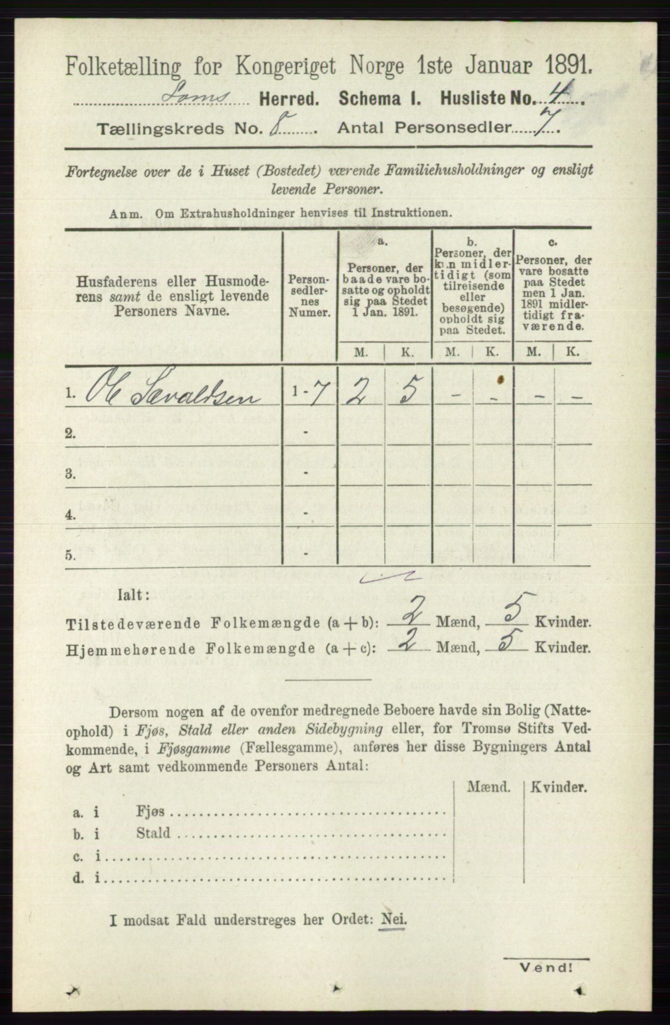 RA, 1891 census for 0514 Lom, 1891, p. 3046