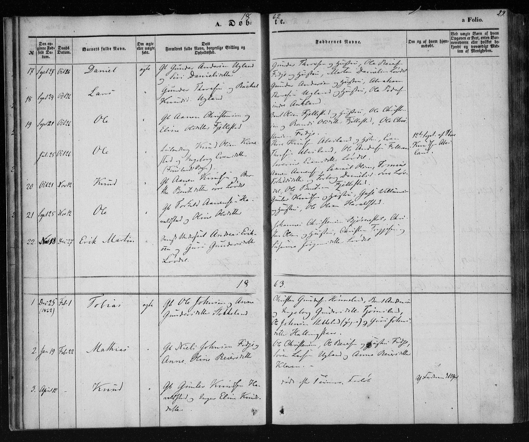 Holum sokneprestkontor, AV/SAK-1111-0022/F/Fa/Fab/L0005: Parish register (official) no. A 5, 1847-1874, p. 29