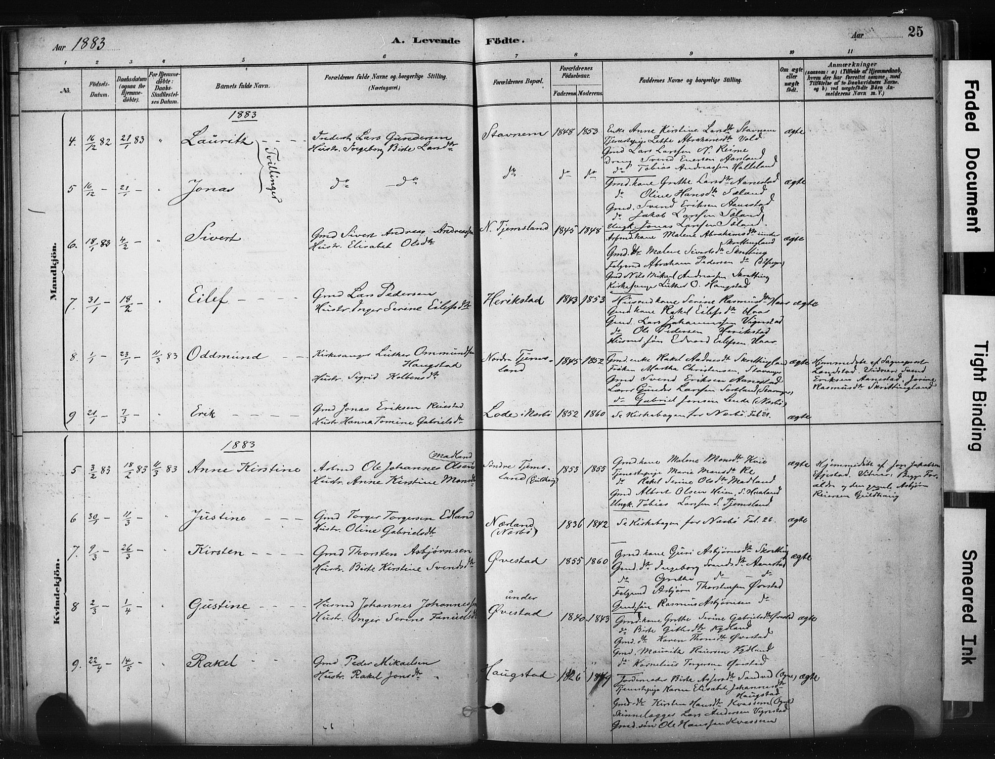 Hå sokneprestkontor, AV/SAST-A-101801/001/30BA/L0011: Parish register (official) no. A 10, 1879-1900, p. 25