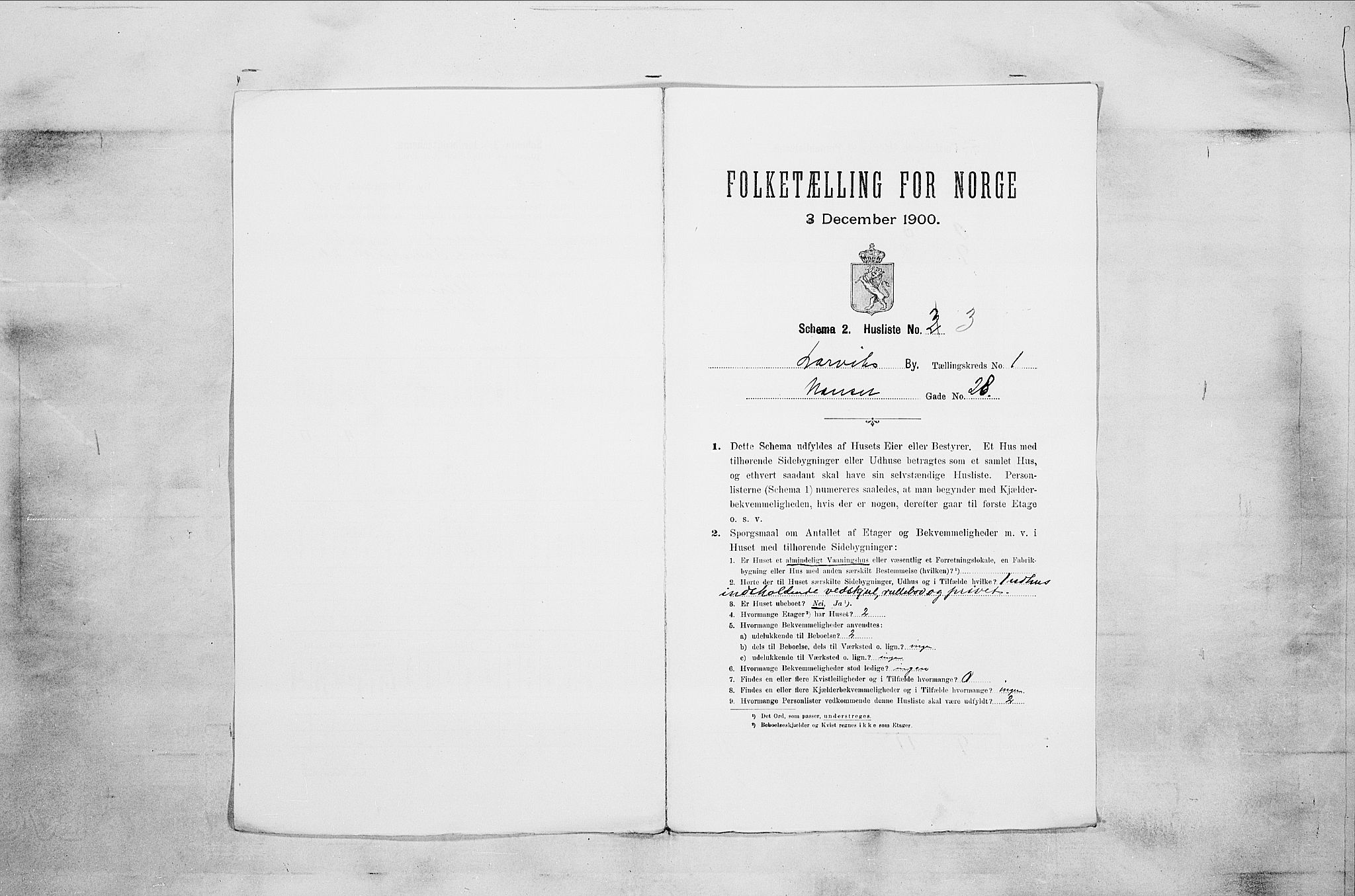 RA, 1900 census for Larvik, 1900, p. 106