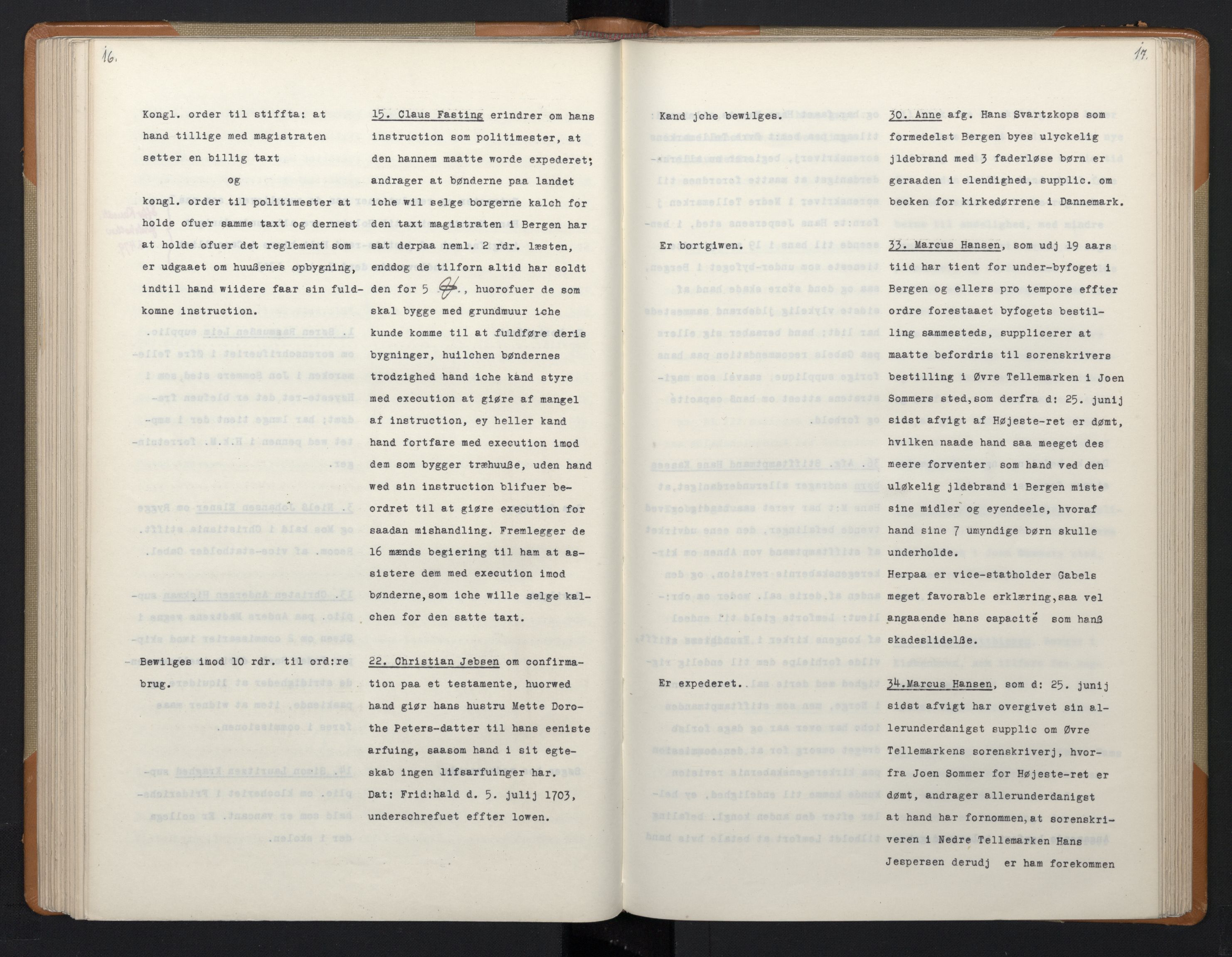 Avskriftsamlingen, RA/EA-4022/F/Fa/L0071: Supplikker, 1703, p. 134