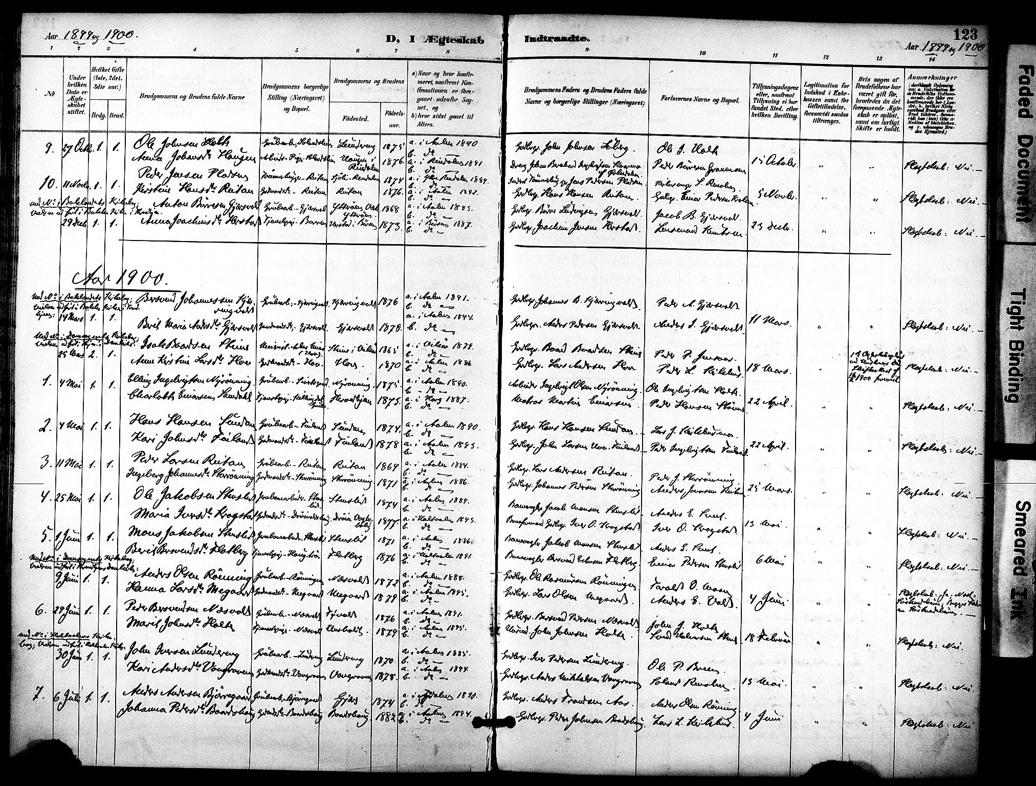 Ministerialprotokoller, klokkerbøker og fødselsregistre - Sør-Trøndelag, SAT/A-1456/686/L0984: Parish register (official) no. 686A02, 1891-1906, p. 123