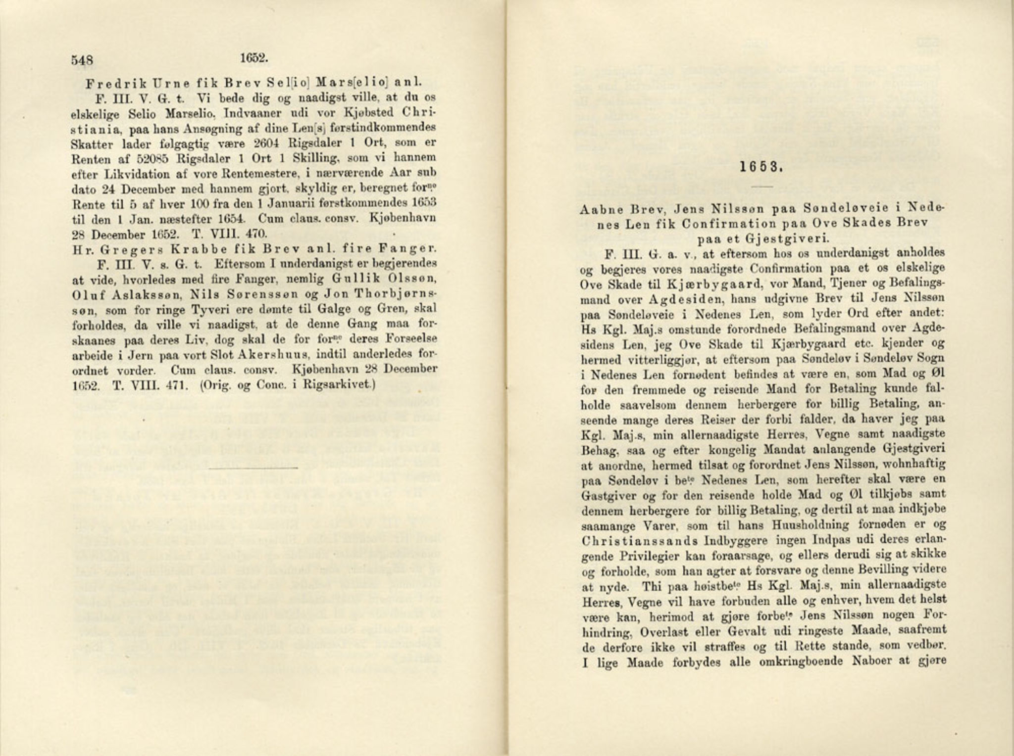 Publikasjoner utgitt av Det Norske Historiske Kildeskriftfond, PUBL/-/-/-: Norske Rigs-Registranter, bind 10, 1650-1653, p. 548-549