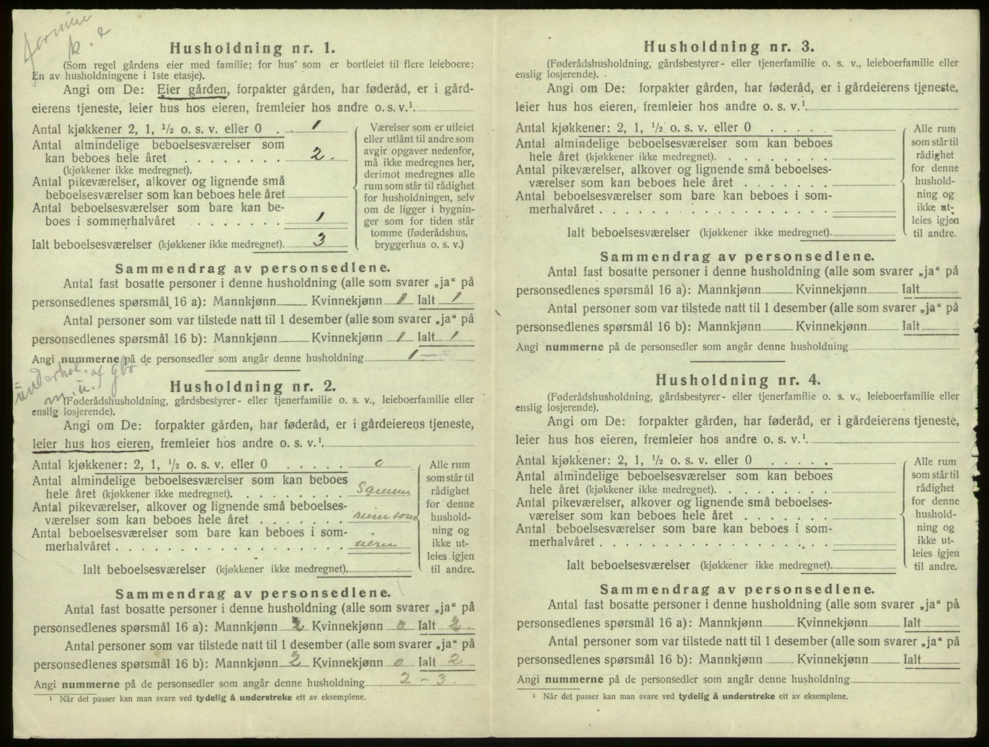 SAB, 1920 census for Aurland, 1920, p. 258