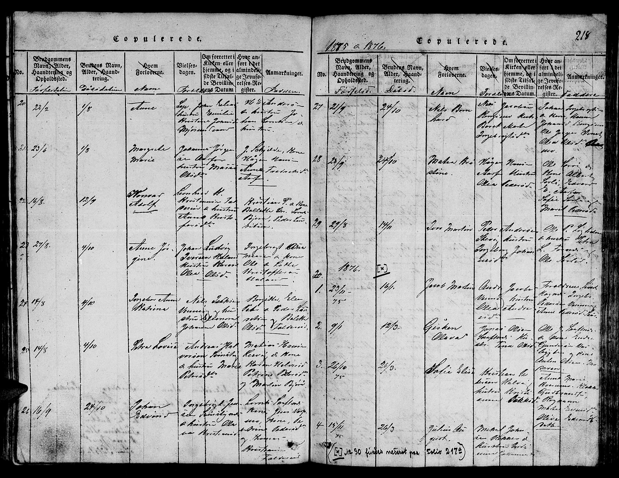 Ministerialprotokoller, klokkerbøker og fødselsregistre - Nord-Trøndelag, SAT/A-1458/780/L0648: Parish register (copy) no. 780C01 /3, 1815-1877, p. 218