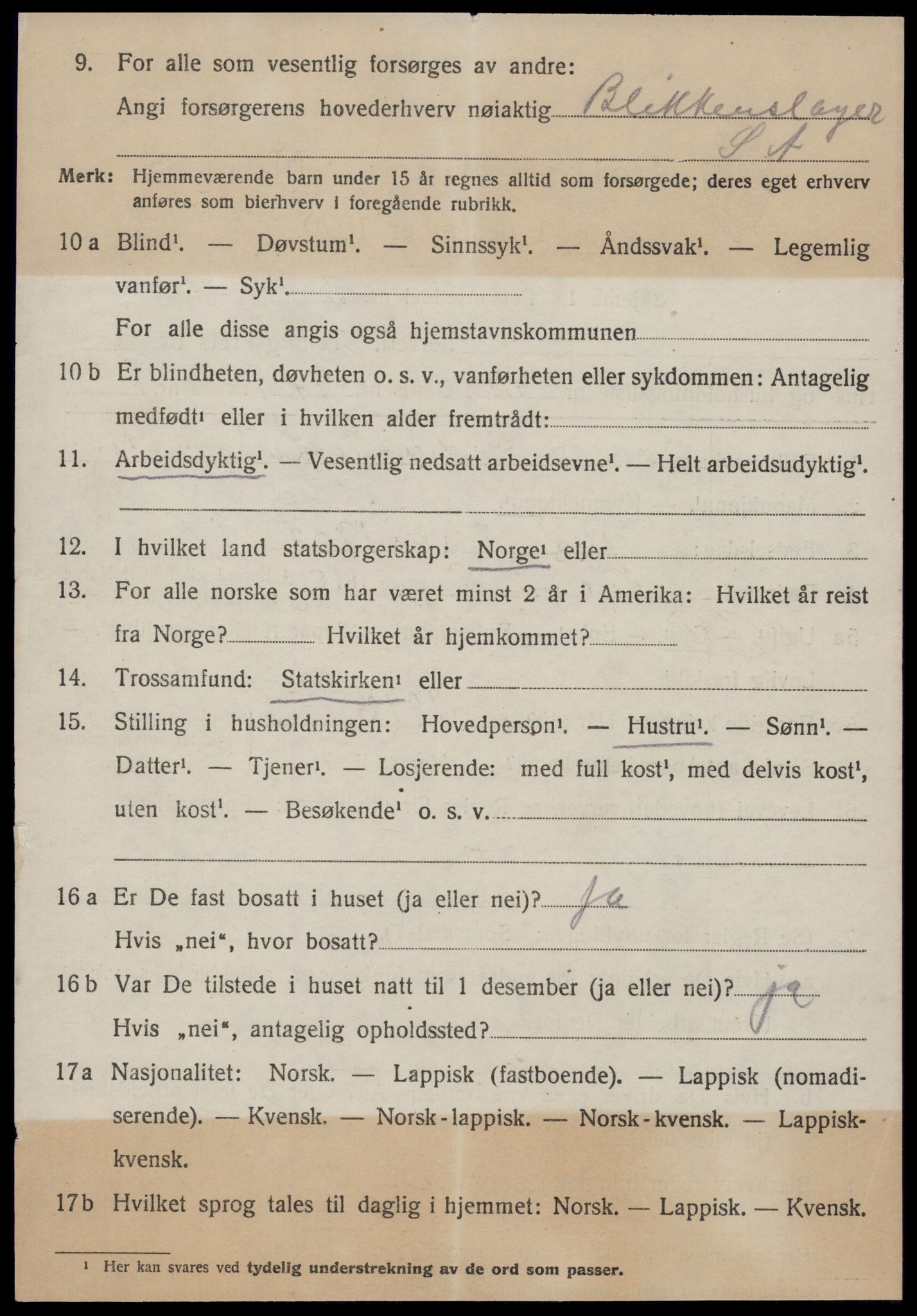 SAT, 1920 census for Ørland, 1920, p. 5396