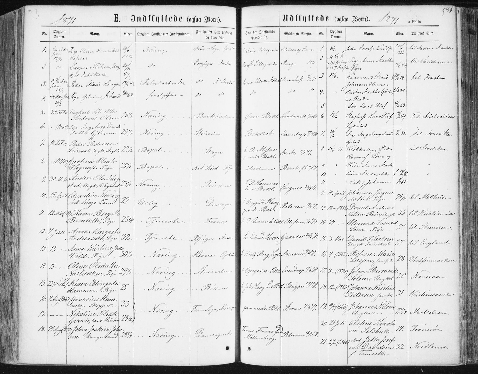 Ministerialprotokoller, klokkerbøker og fødselsregistre - Sør-Trøndelag, SAT/A-1456/604/L0186: Parish register (official) no. 604A07, 1866-1877, p. 586