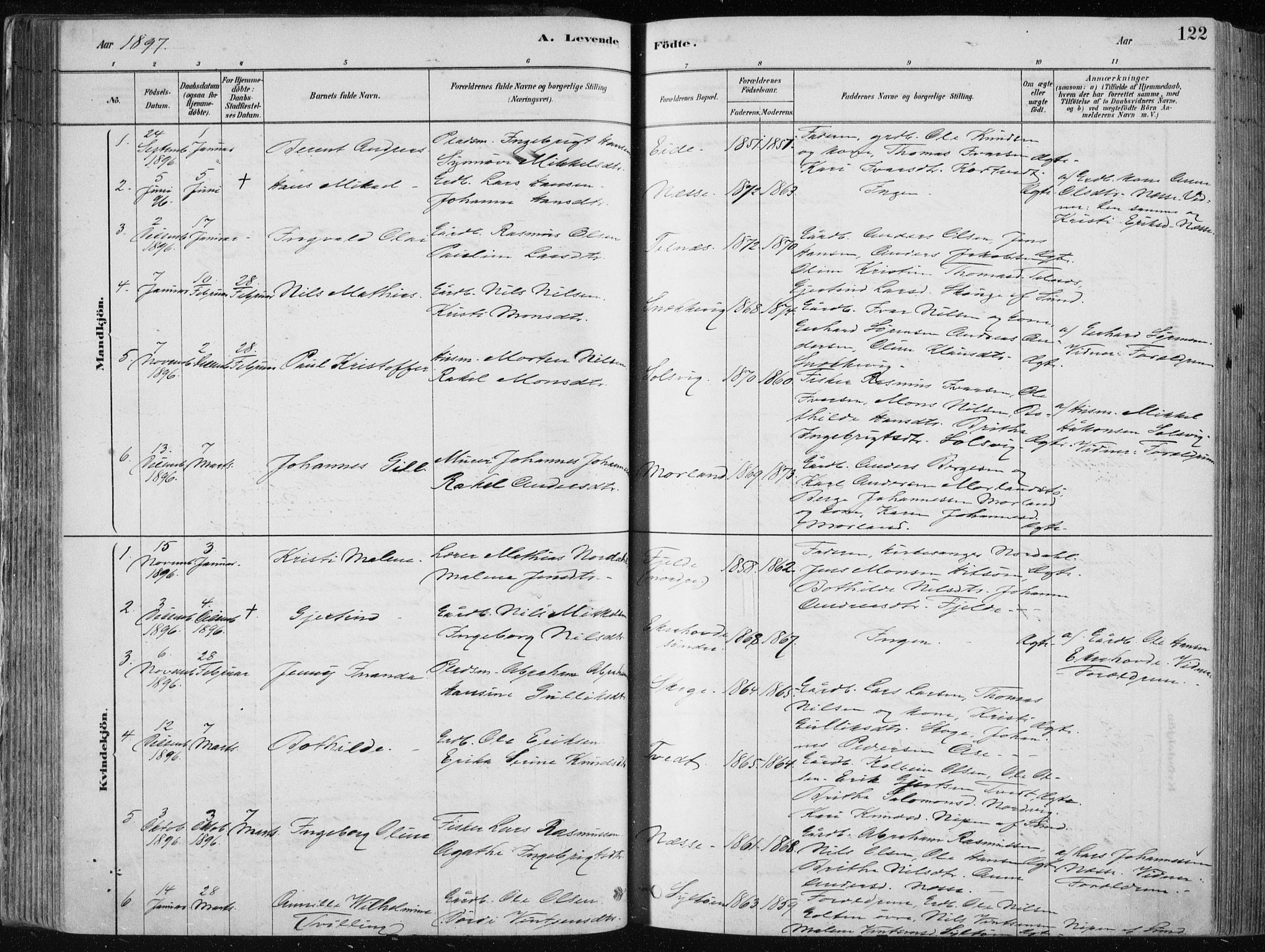 Fjell sokneprestembete, SAB/A-75301/H/Haa: Parish register (official) no. A  8, 1878-1898, p. 122