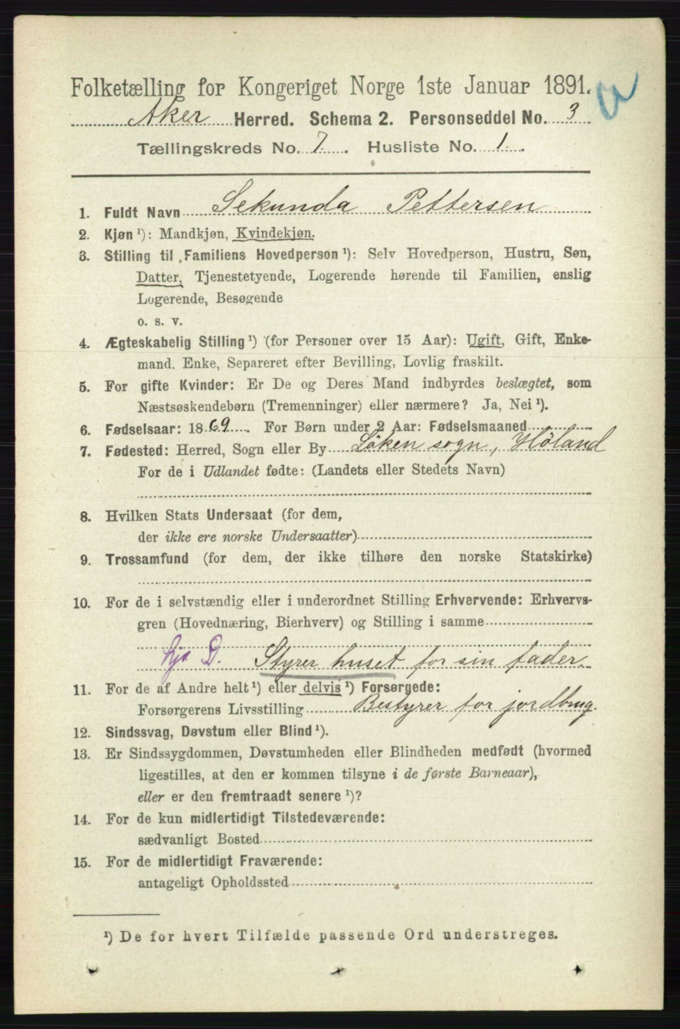 RA, 1891 census for 0218 Aker, 1891, p. 6242