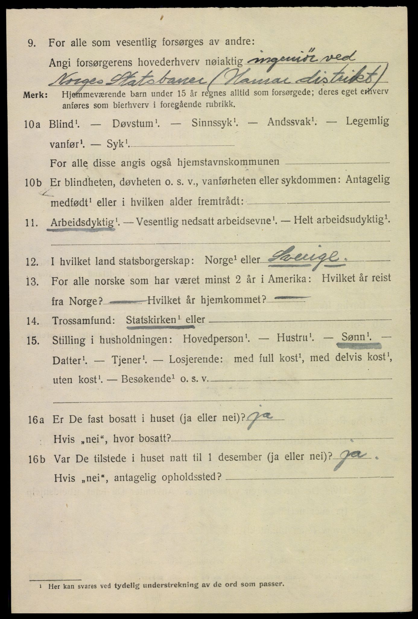 SAH, 1920 census for Hamar, 1920, p. 5160