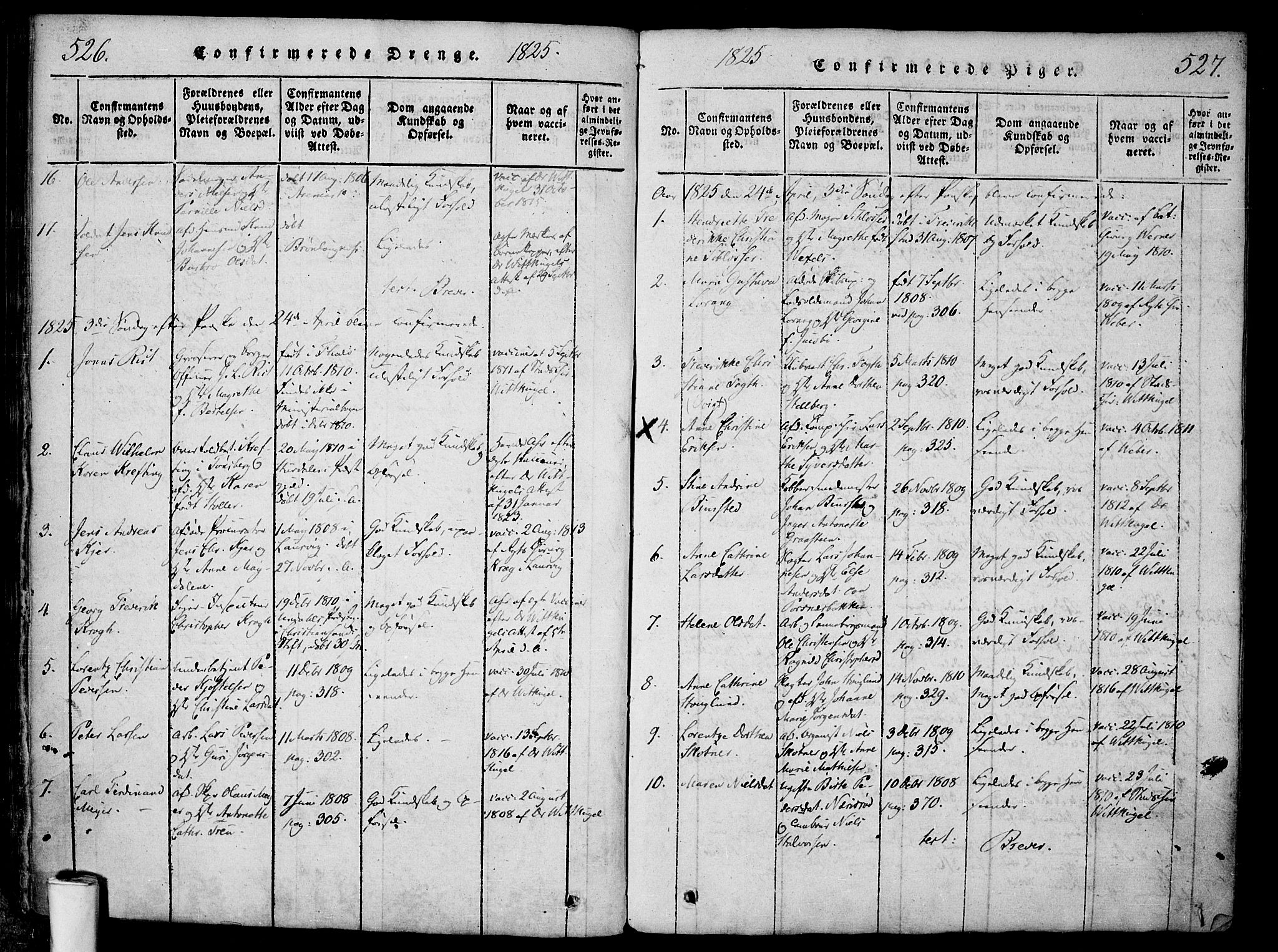 Halden prestekontor Kirkebøker, AV/SAO-A-10909/F/Fa/L0003: Parish register (official) no. I 3, 1815-1834, p. 526-527