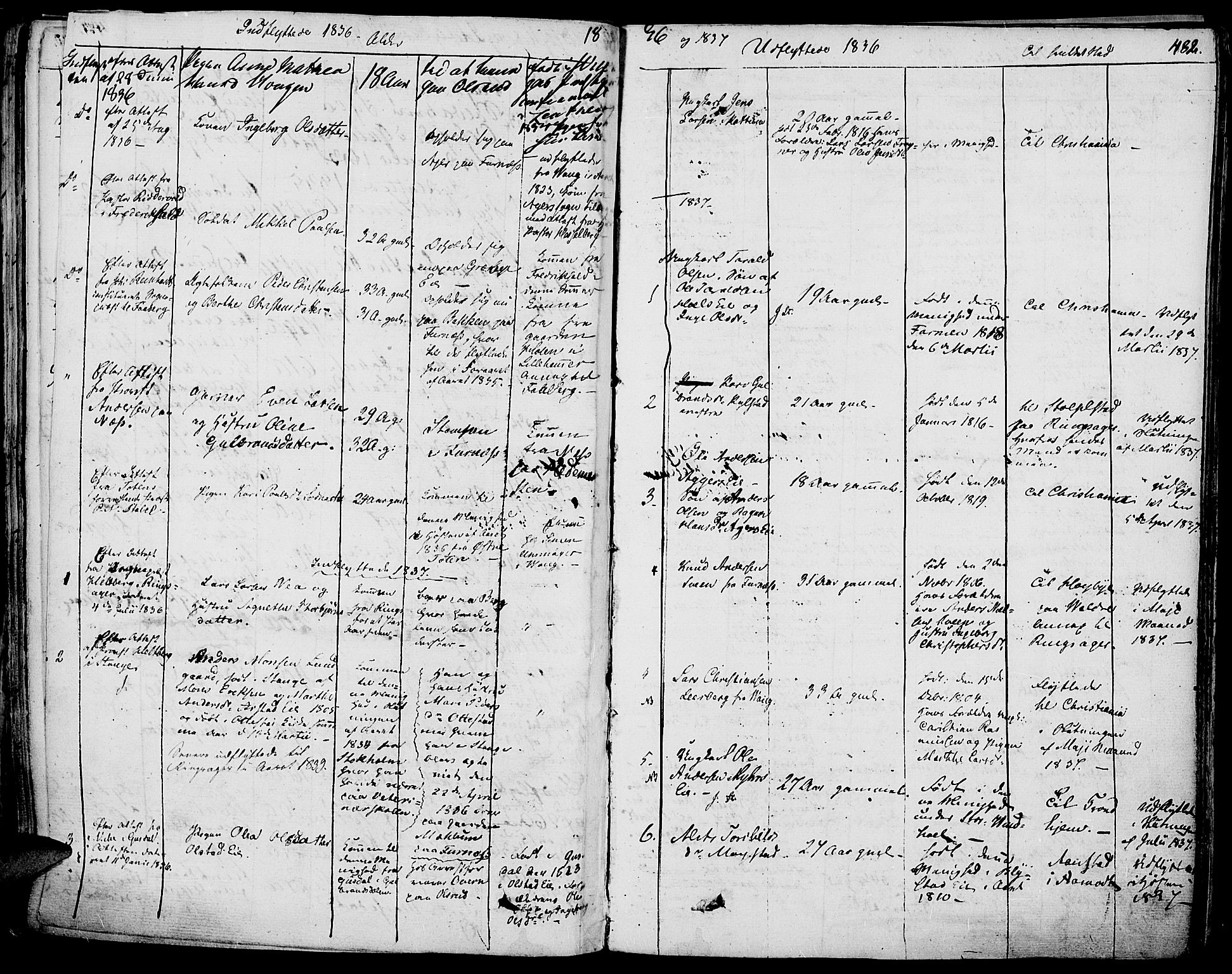 Vang prestekontor, Hedmark, SAH/PREST-008/H/Ha/Haa/L0009: Parish register (official) no. 9, 1826-1841, p. 482