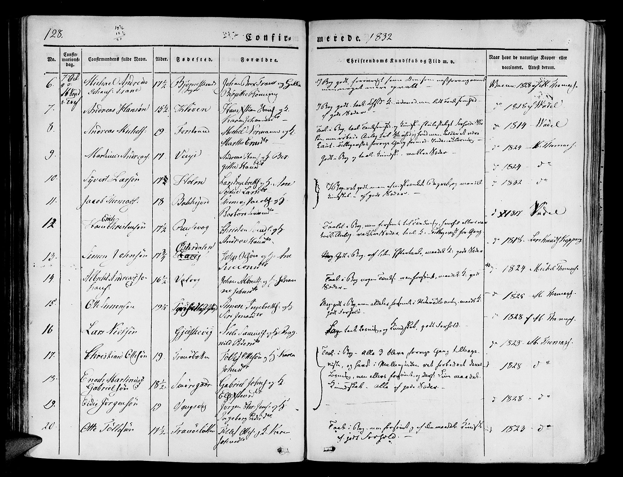 Tranøy sokneprestkontor, AV/SATØ-S-1313/I/Ia/Iaa/L0005kirke: Parish register (official) no. 5, 1829-1844, p. 128