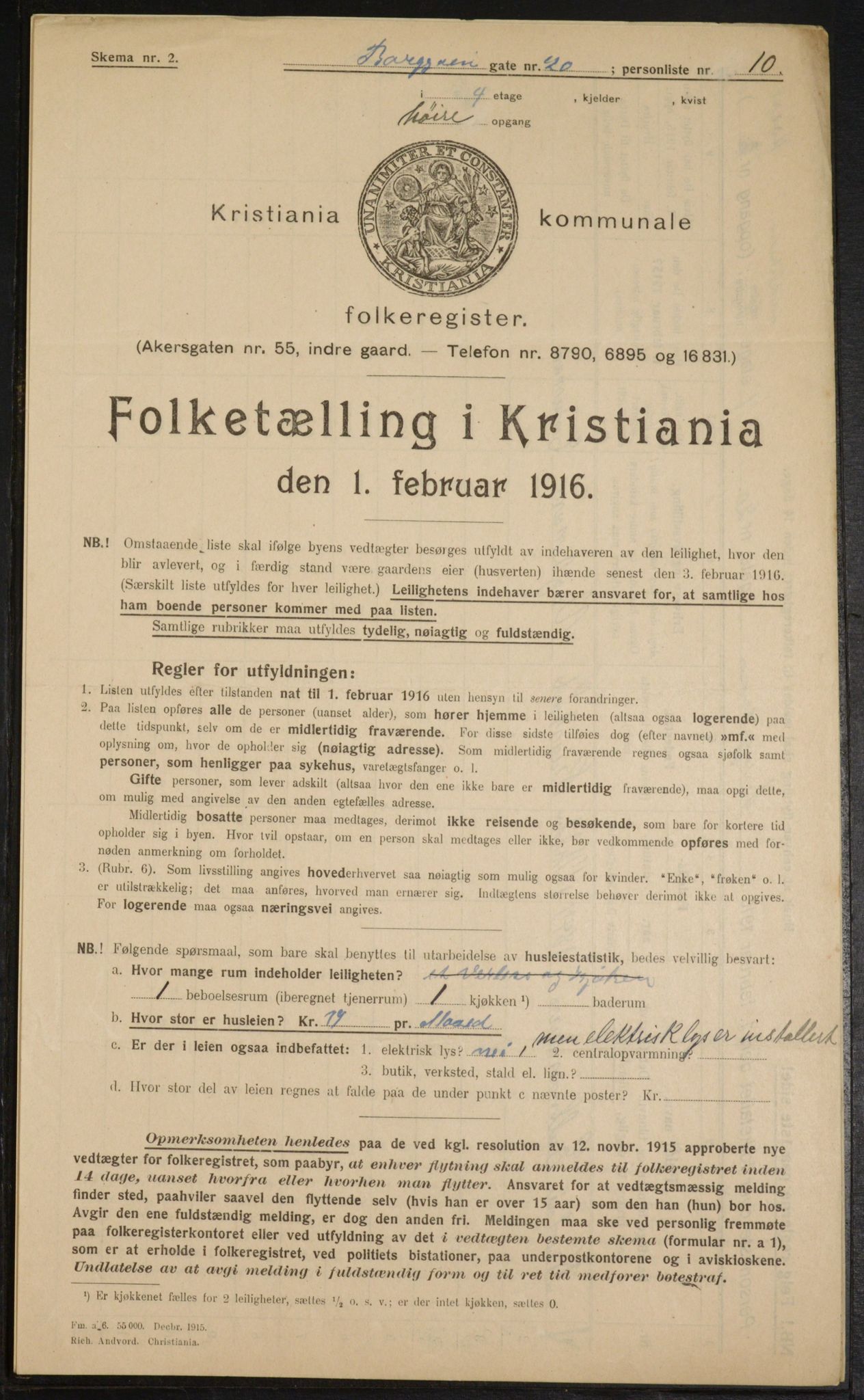 OBA, Municipal Census 1916 for Kristiania, 1916, p. 8103