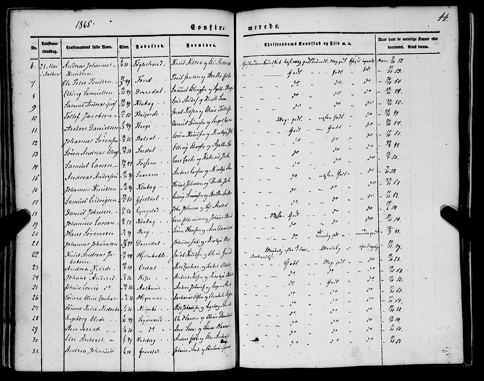 Jølster sokneprestembete, SAB/A-80701/H/Haa/Haaa/L0010: Parish register (official) no. A 10, 1847-1865, p. 44