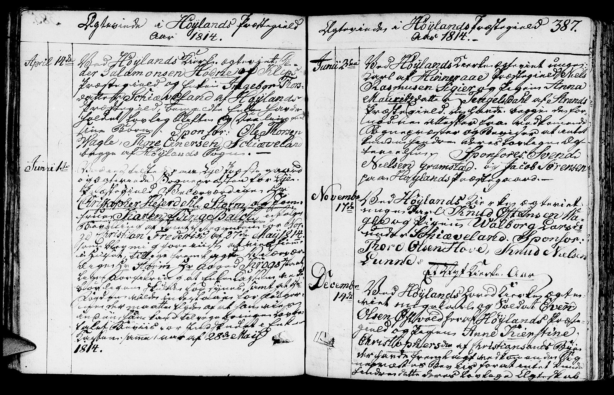 Høyland sokneprestkontor, SAST/A-101799/001/30BA/L0005: Parish register (official) no. A 5, 1804-1815, p. 387