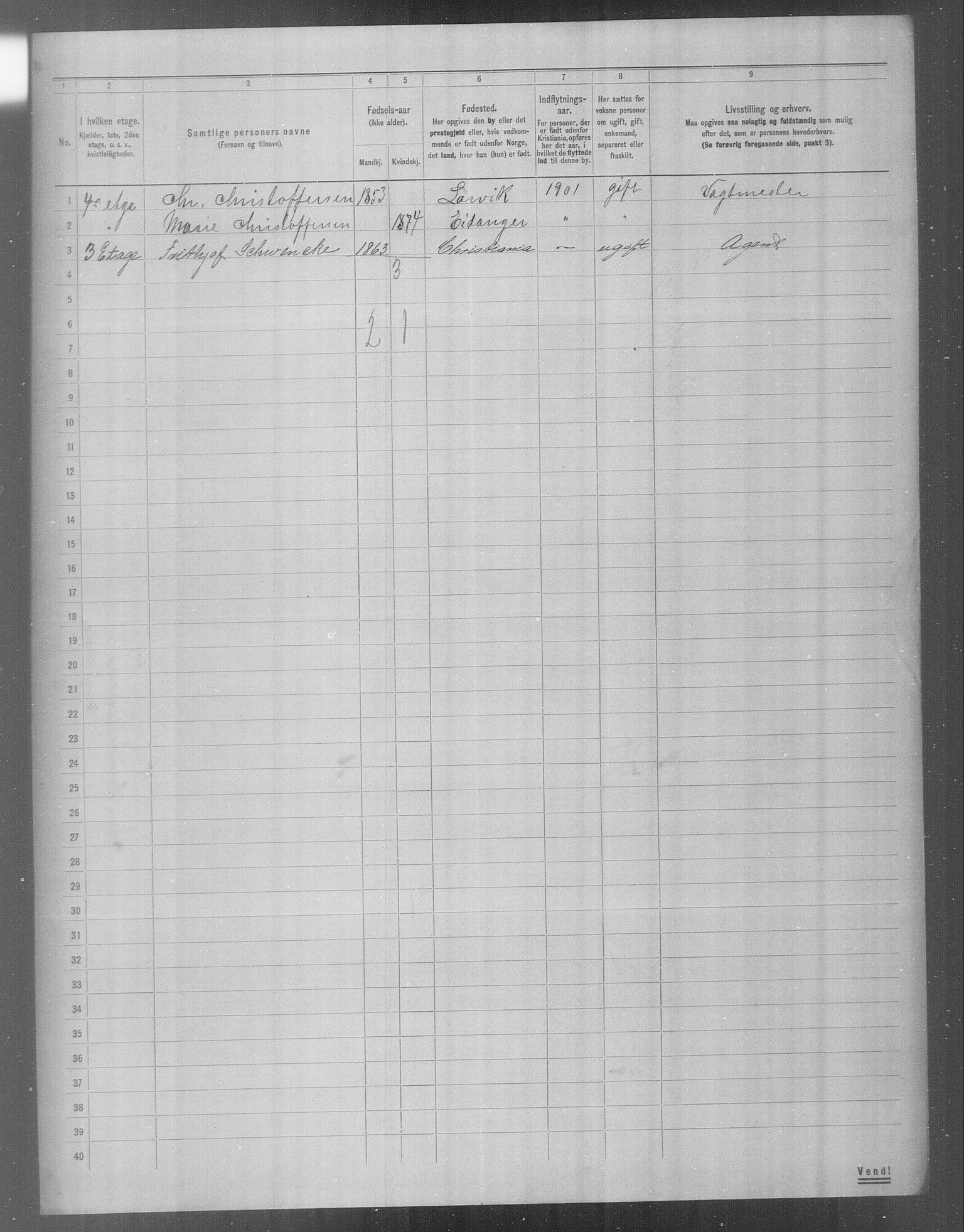 OBA, Municipal Census 1904 for Kristiania, 1904, p. 19615