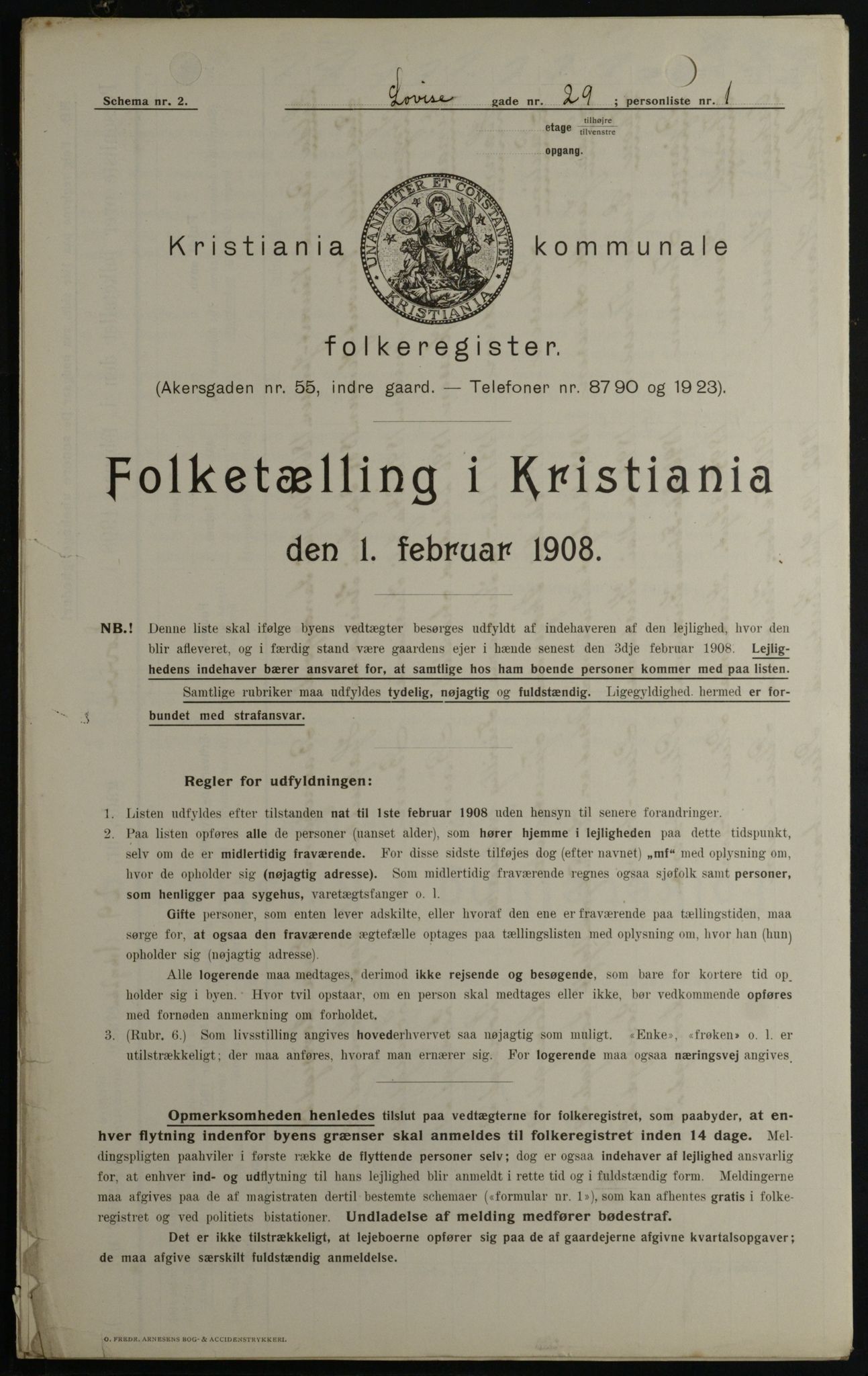 OBA, Municipal Census 1908 for Kristiania, 1908, p. 52311