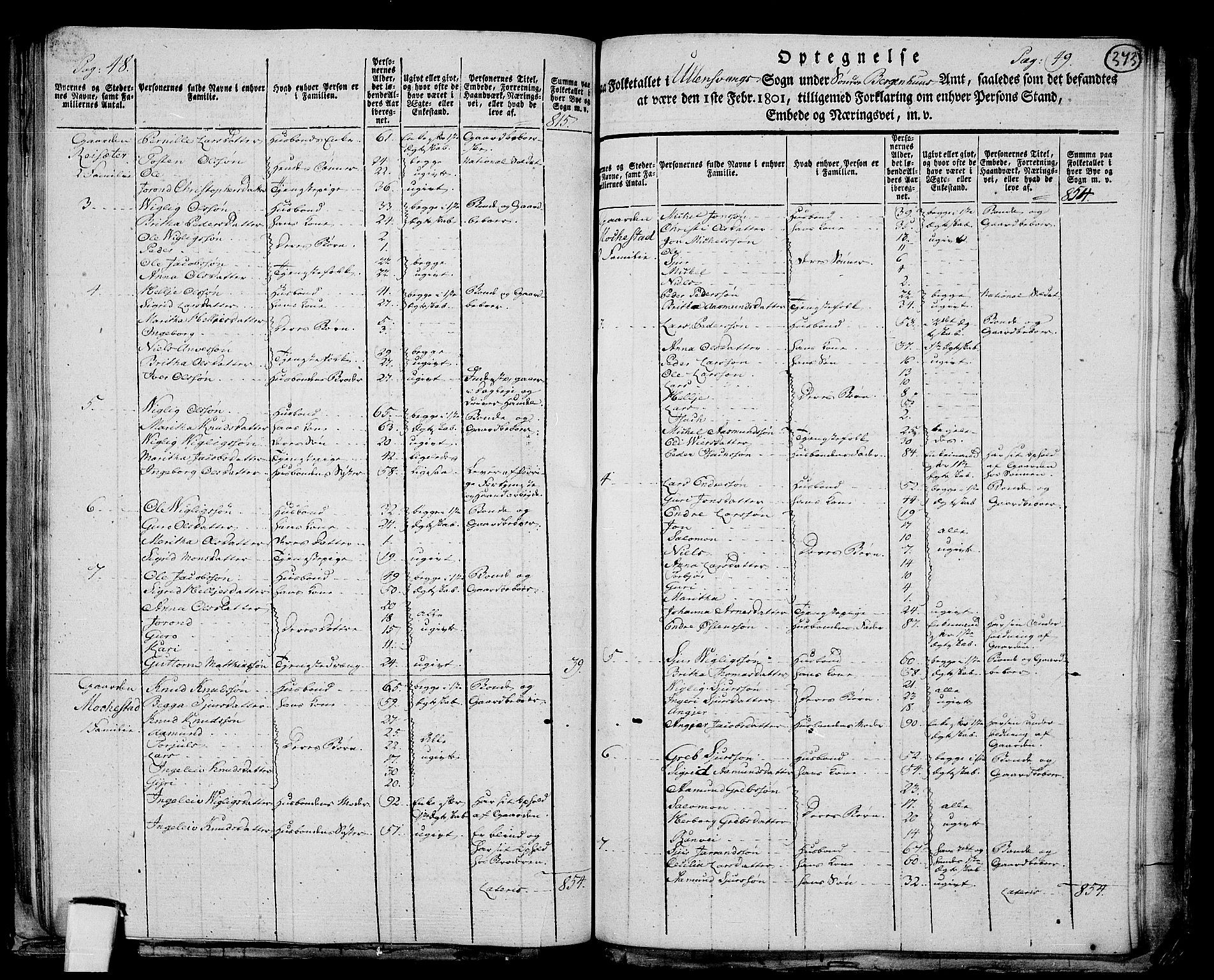 RA, 1801 census for 1230P Kinsarvik, 1801, p. 372b-373a