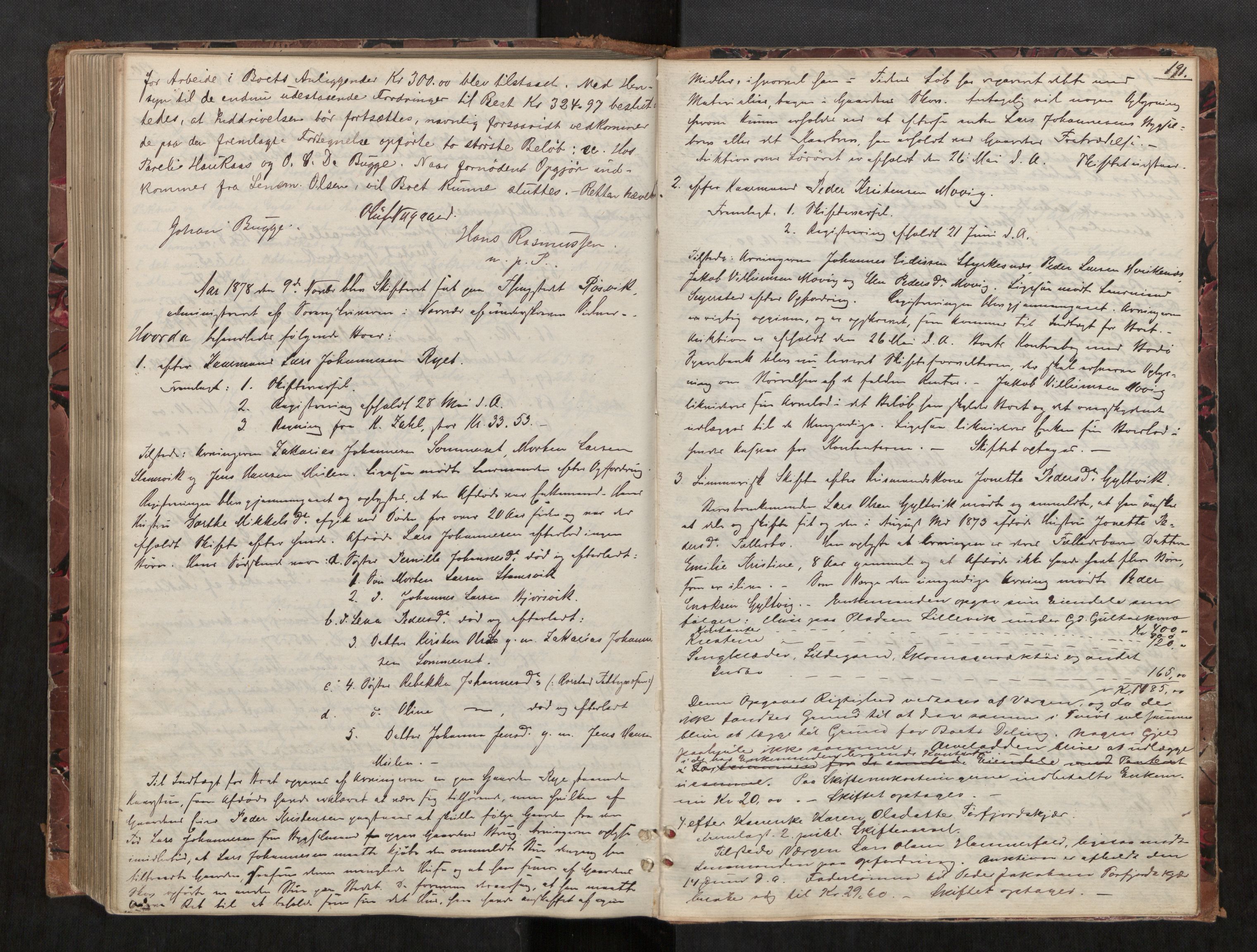 Salten sorenskriveri, AV/SAT-A-4578/1/3/3B/L0007: Skiftebehandlingsprotokoll, 1868-1879, p. 191