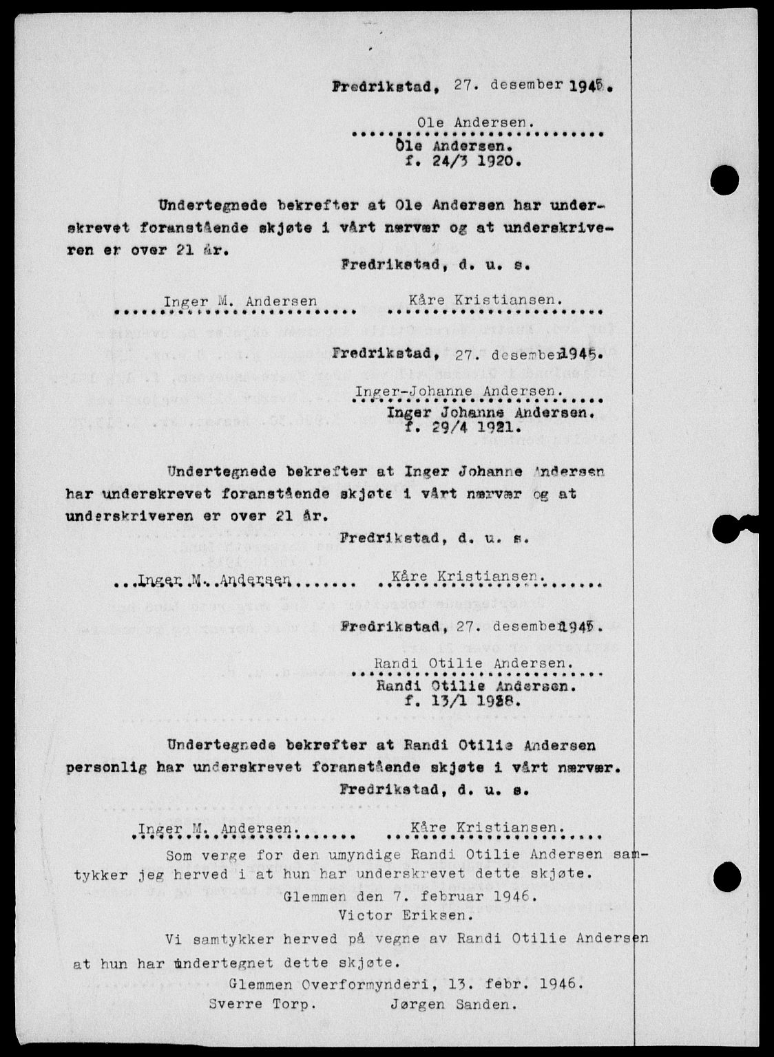 Onsøy sorenskriveri, SAO/A-10474/G/Ga/Gab/L0015: Mortgage book no. II A-15, 1945-1946, Diary no: : 400/1946