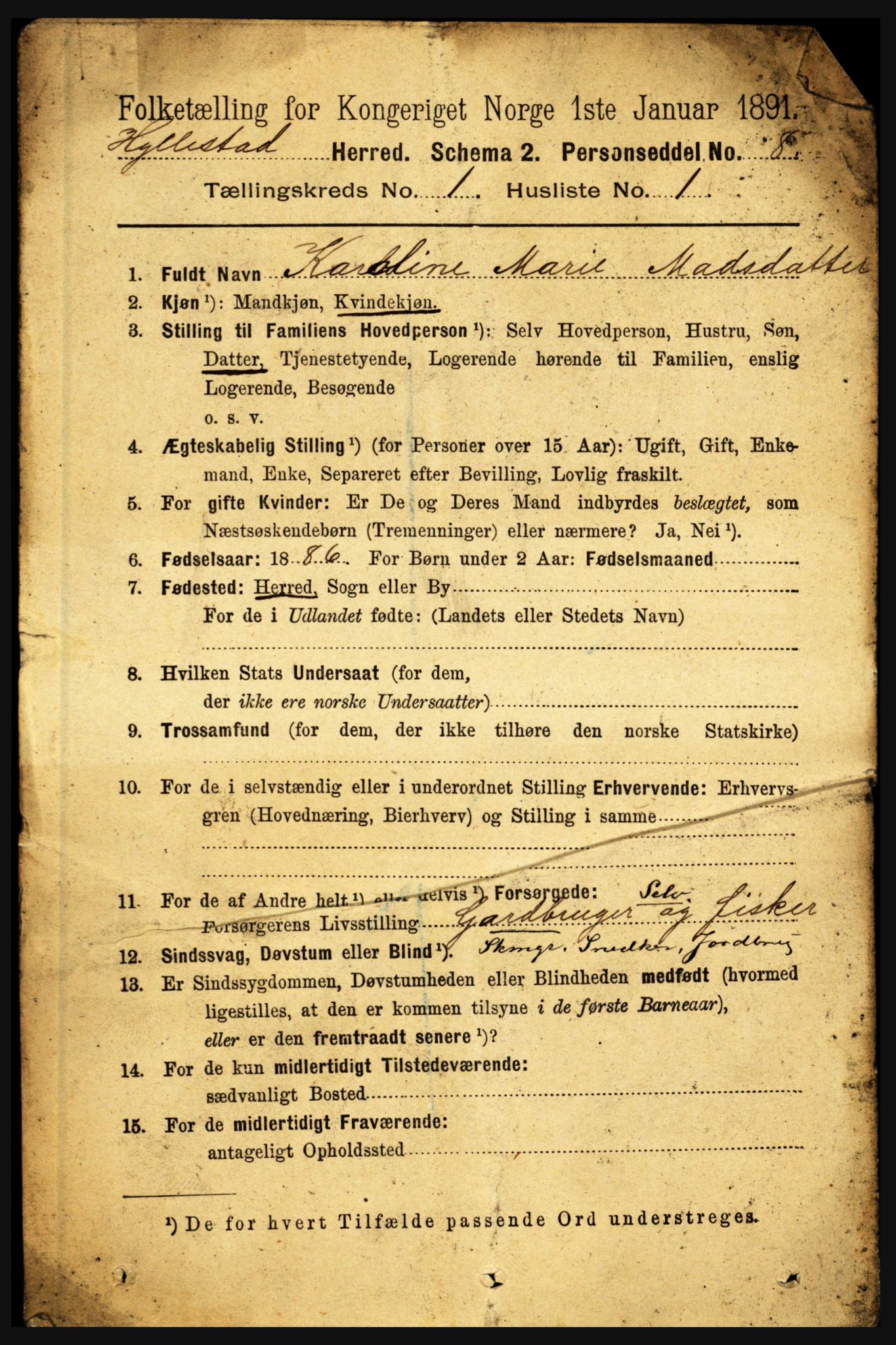 RA, 1891 census for 1413 Hyllestad, 1891, p. 61