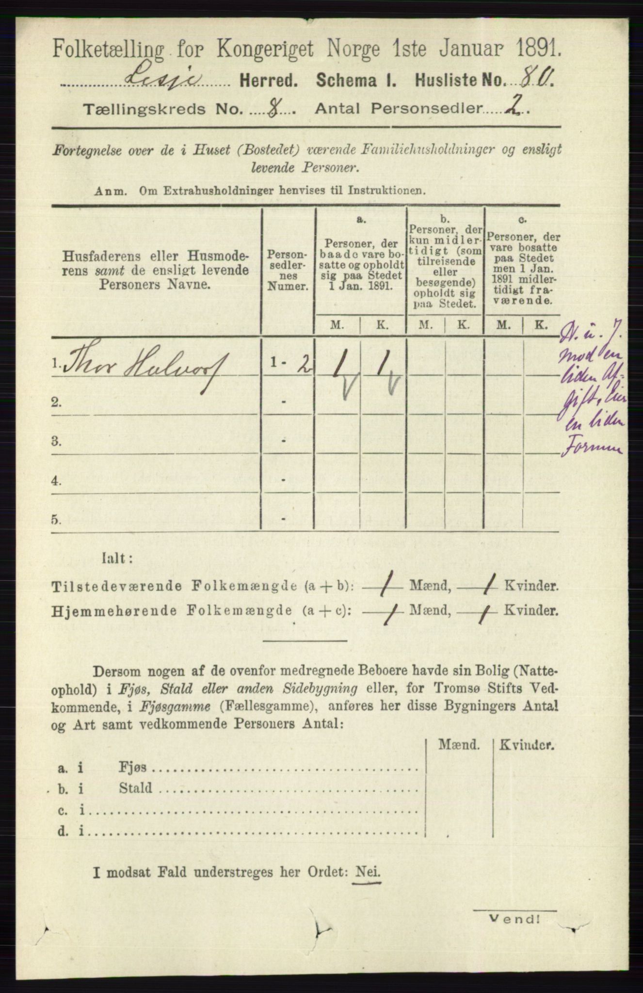 RA, 1891 census for 0512 Lesja, 1891, p. 2985