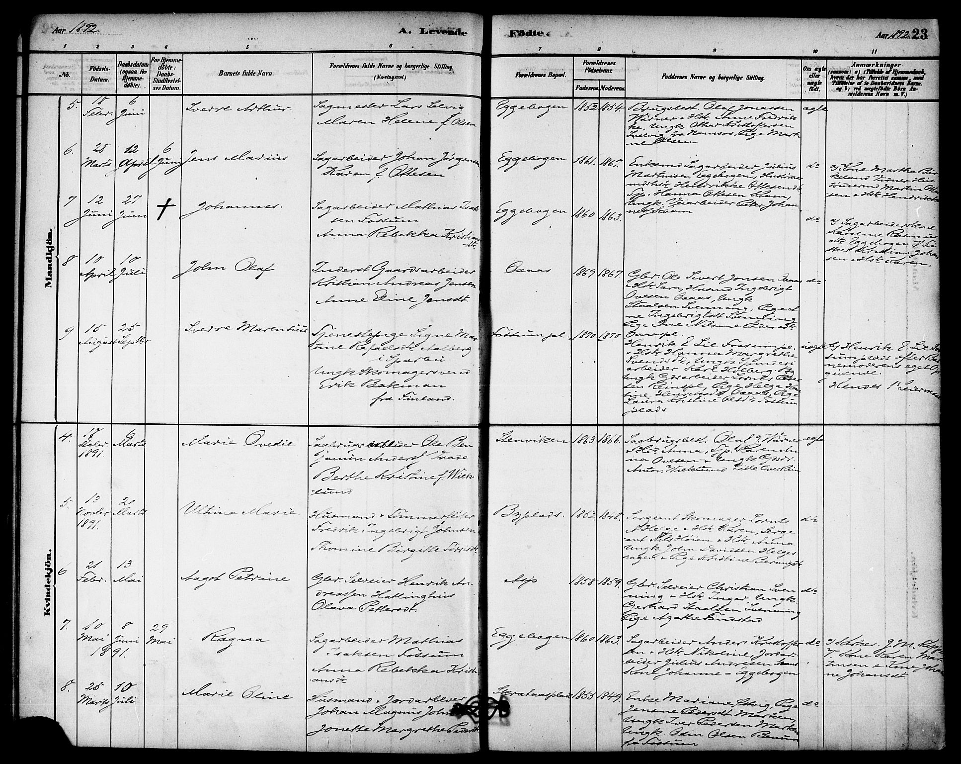 Ministerialprotokoller, klokkerbøker og fødselsregistre - Nord-Trøndelag, SAT/A-1458/740/L0378: Parish register (official) no. 740A01, 1881-1895, p. 23