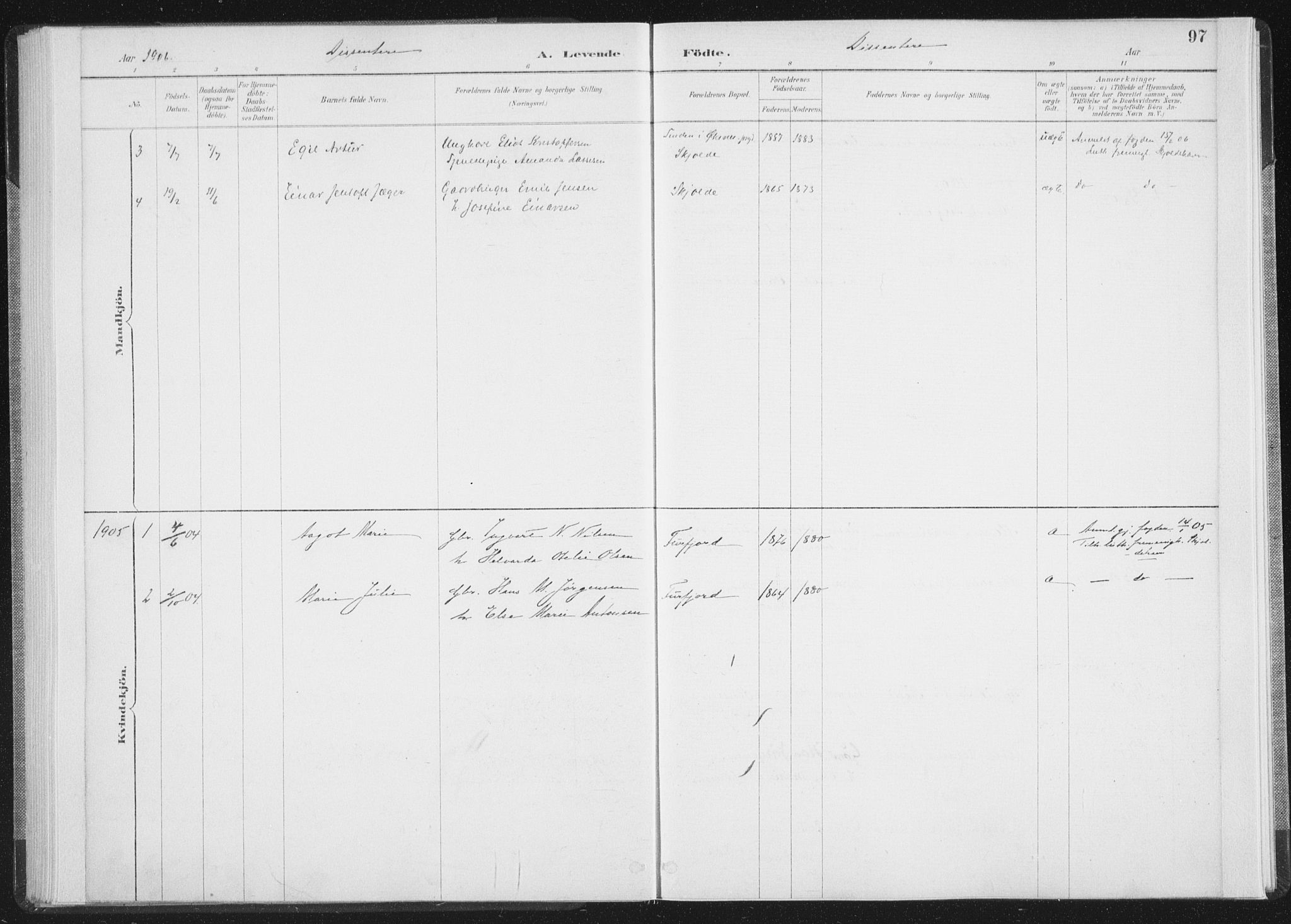 Ministerialprotokoller, klokkerbøker og fødselsregistre - Nordland, SAT/A-1459/898/L1422: Parish register (official) no. 898A02, 1887-1908, p. 97