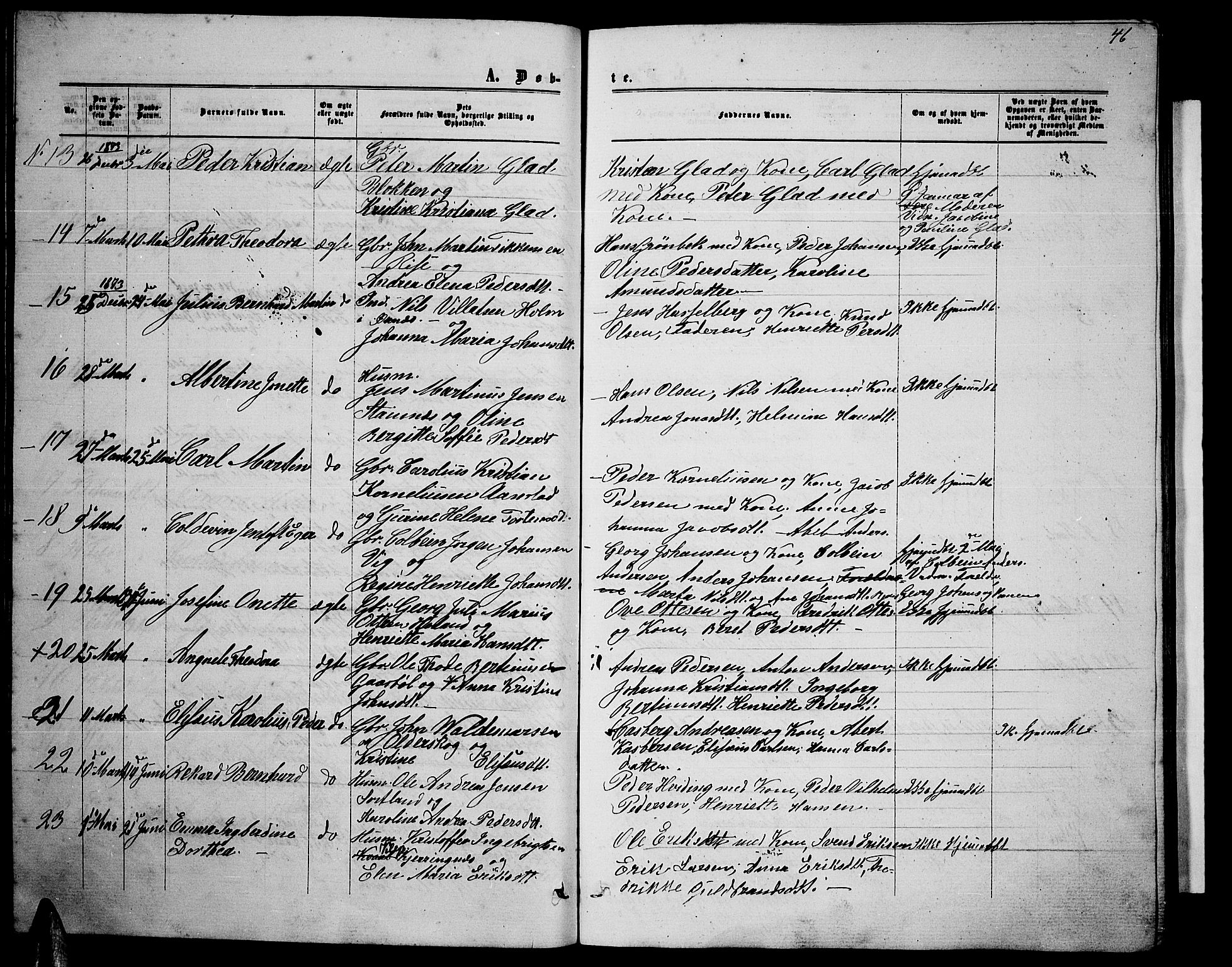 Ministerialprotokoller, klokkerbøker og fødselsregistre - Nordland, SAT/A-1459/895/L1381: Parish register (copy) no. 895C03, 1864-1885, p. 46