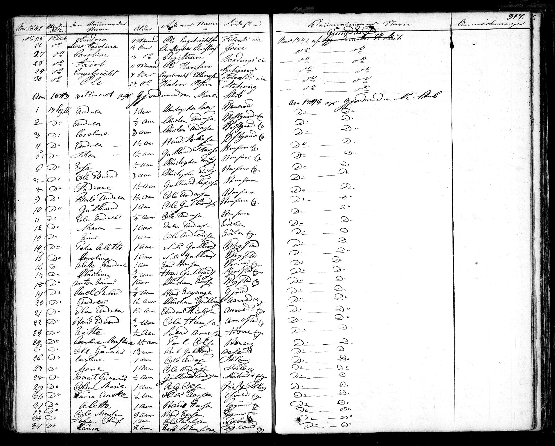 Nes prestekontor Kirkebøker, AV/SAO-A-10410/F/Fa/L0006: Parish register (official) no. I 6, 1833-1845, p. 317