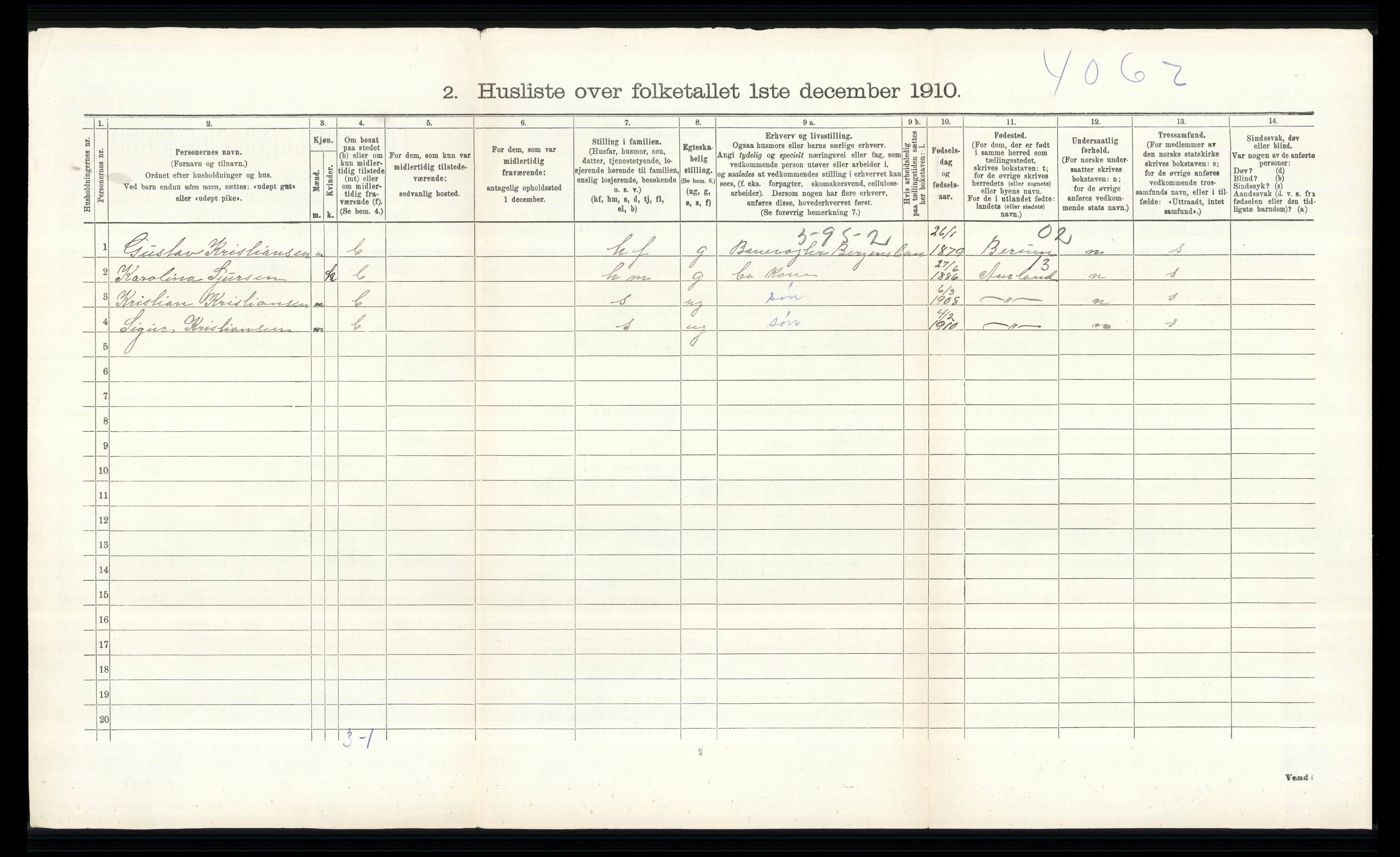 RA, 1910 census for Hol, 1910, p. 694