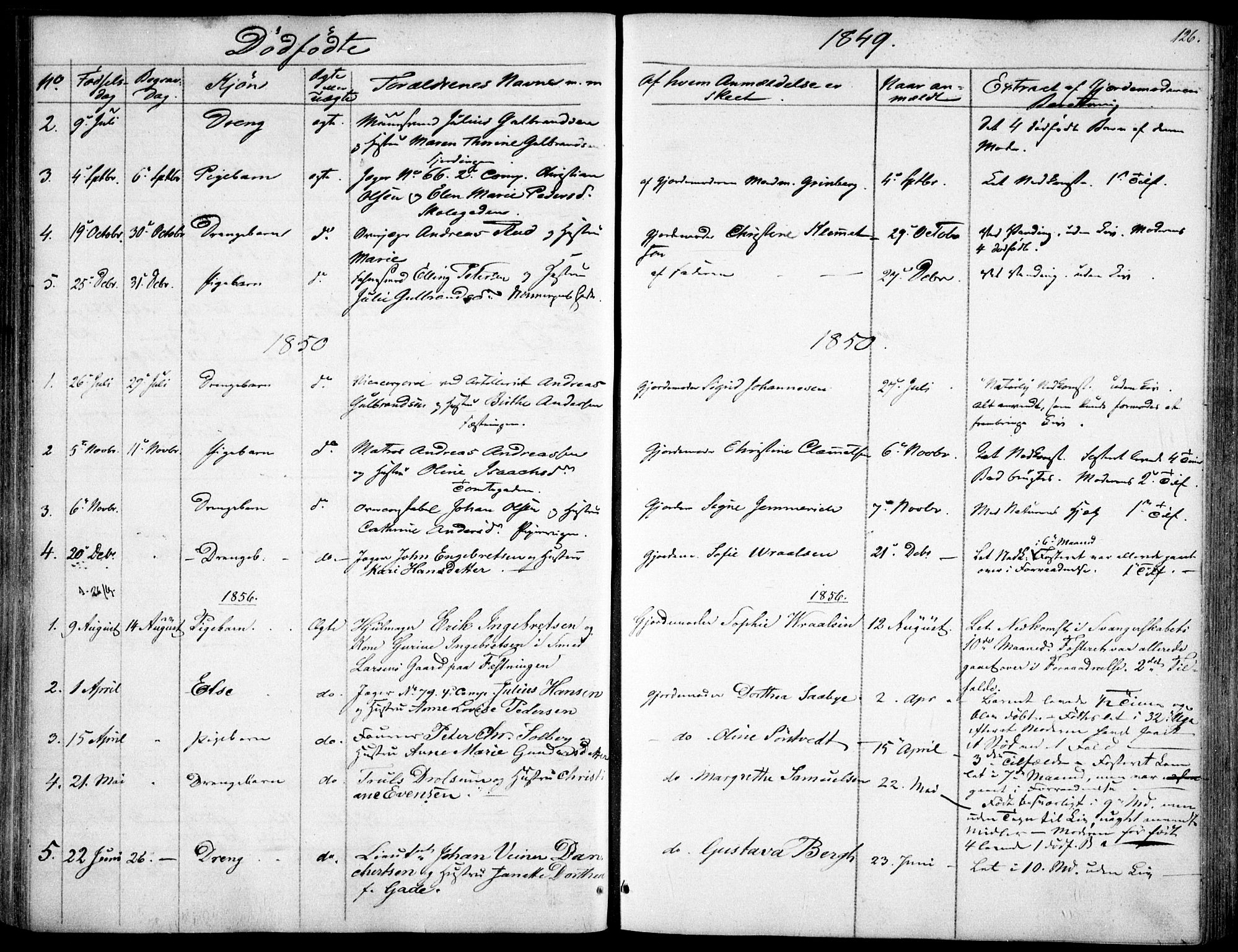 Garnisonsmenigheten Kirkebøker, SAO/A-10846/F/Fa/L0009: Parish register (official) no. 9, 1842-1859, p. 126