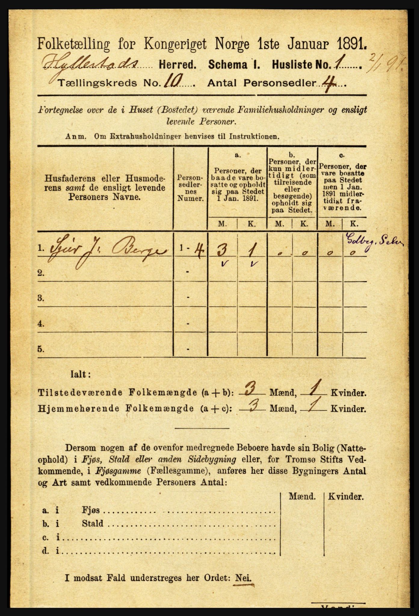 RA, 1891 census for 1413 Hyllestad, 1891, p. 1623